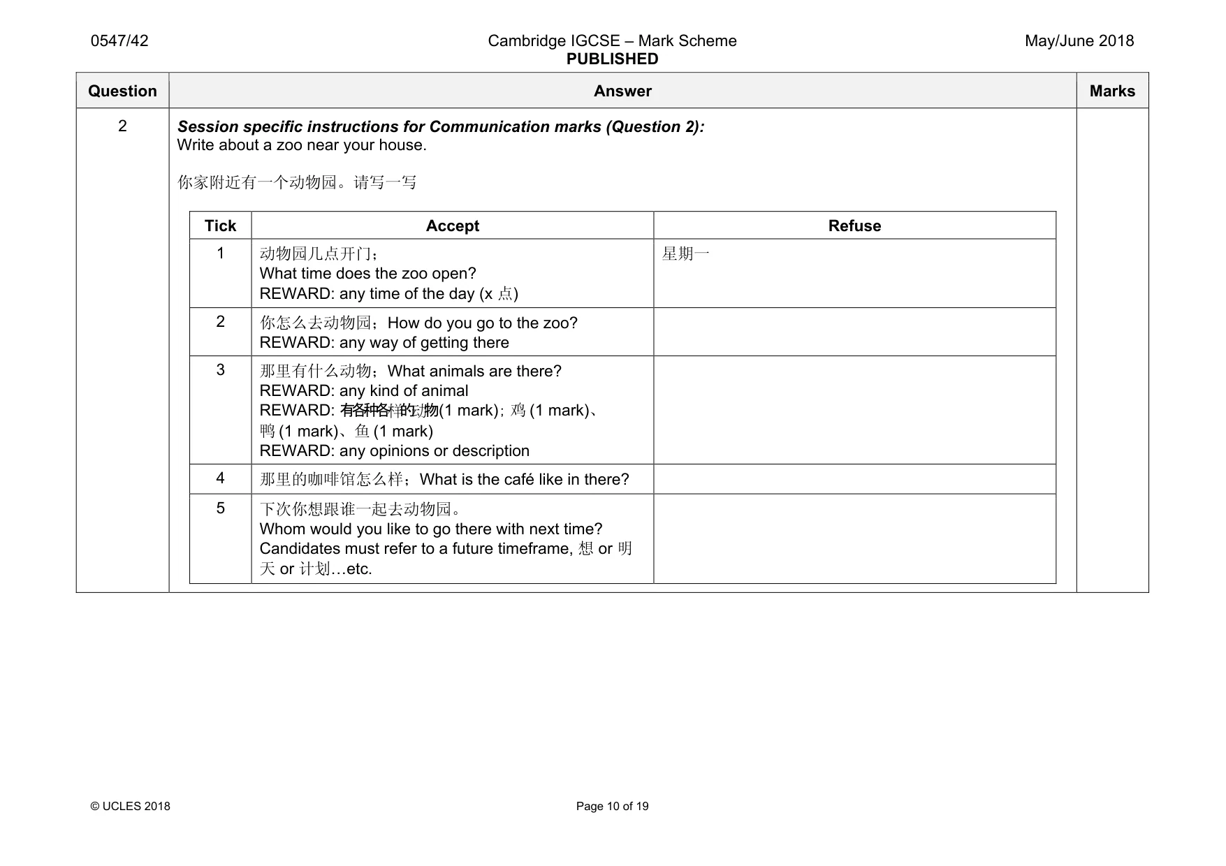 Mark scheme, page 10 of 19