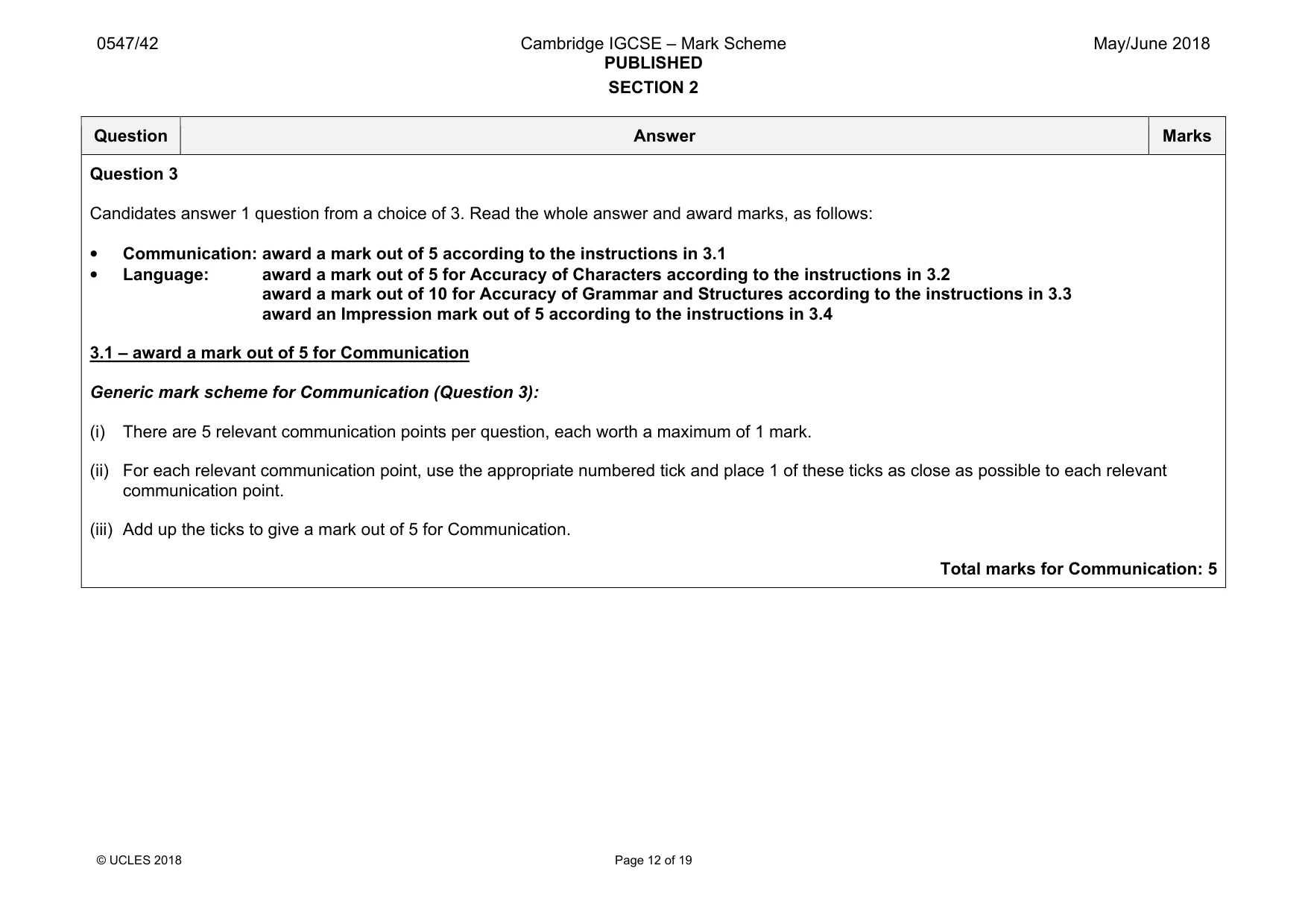 Mark scheme, page 12 of 19