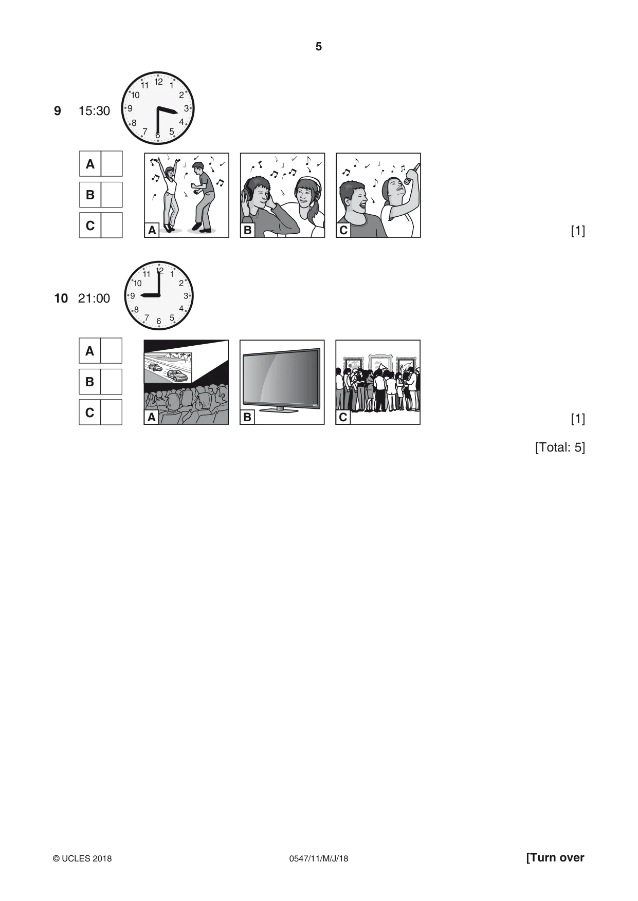 Cambridge IGCSE Chinese (Mandarin) - Foreign Language 0547 2018 May/June Paper 1 · Variant 1 question paper, page 5 of 12