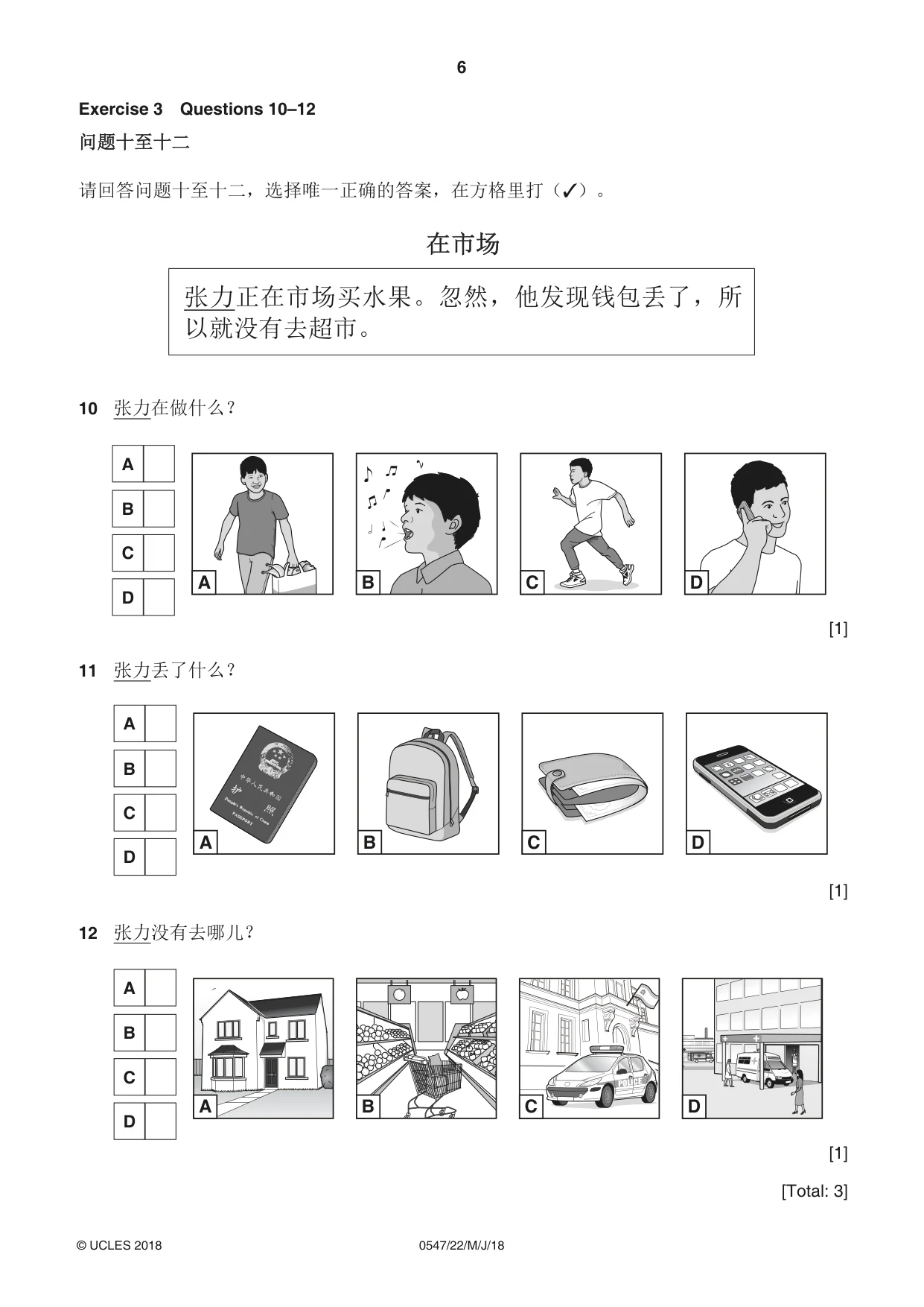 Cambridge IGCSE Chinese (Mandarin) - Foreign Language 0547 2018 May/June Paper 2 · Variant 2 question paper, page 6 of 16