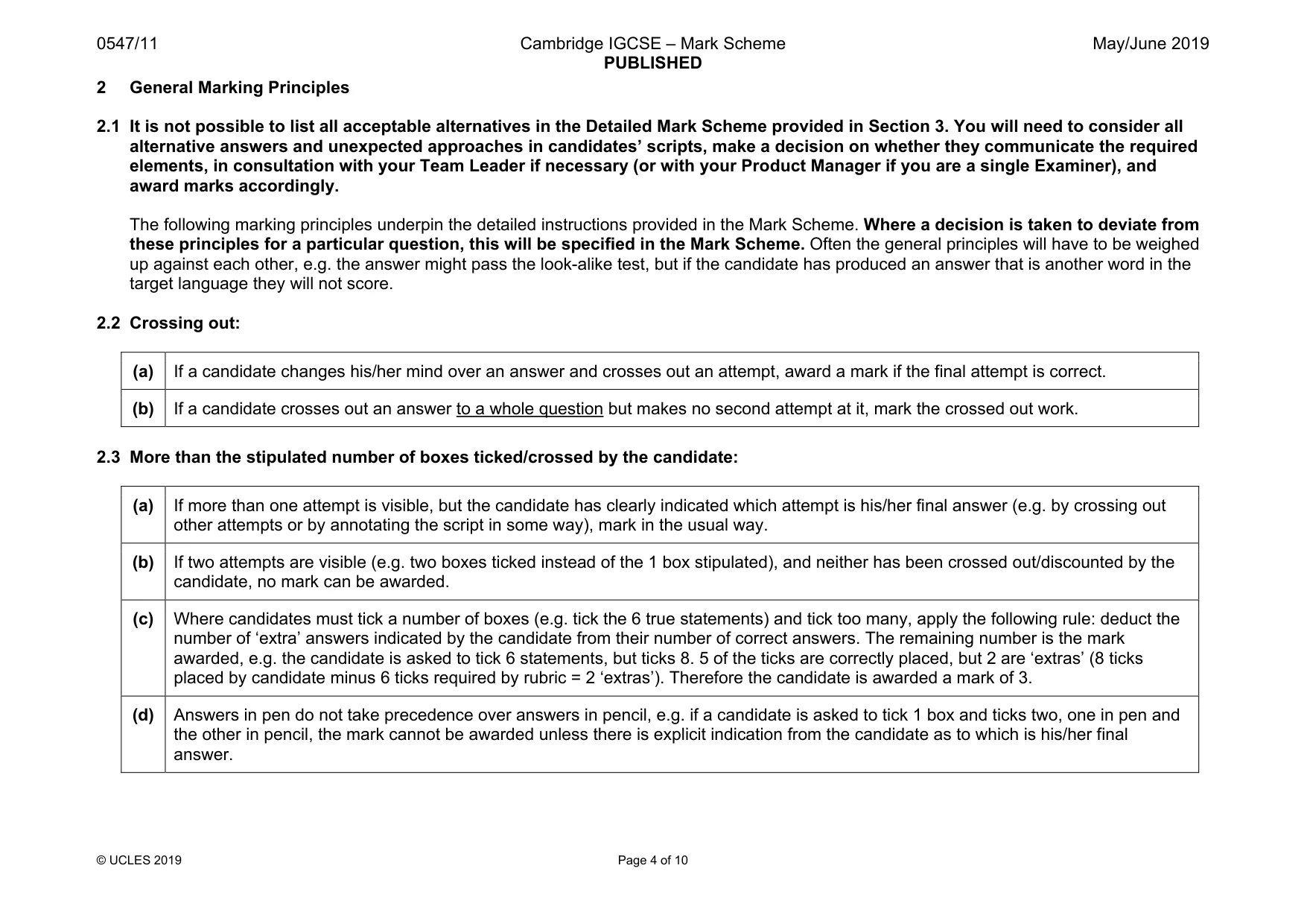 Mark scheme, page 4 of 10