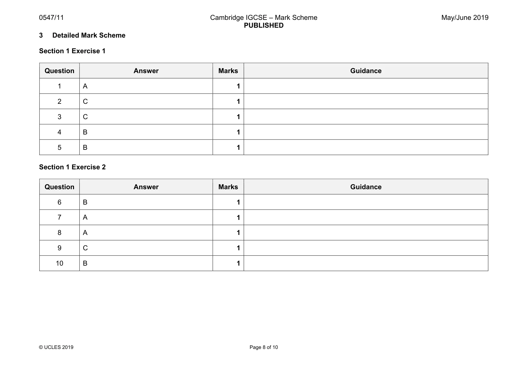 Mark scheme, page 8 of 10