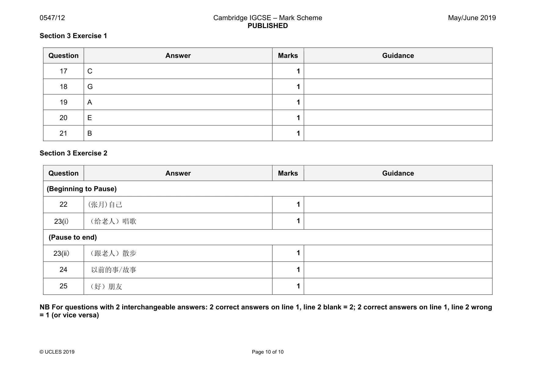 Mark scheme, page 10 of 10