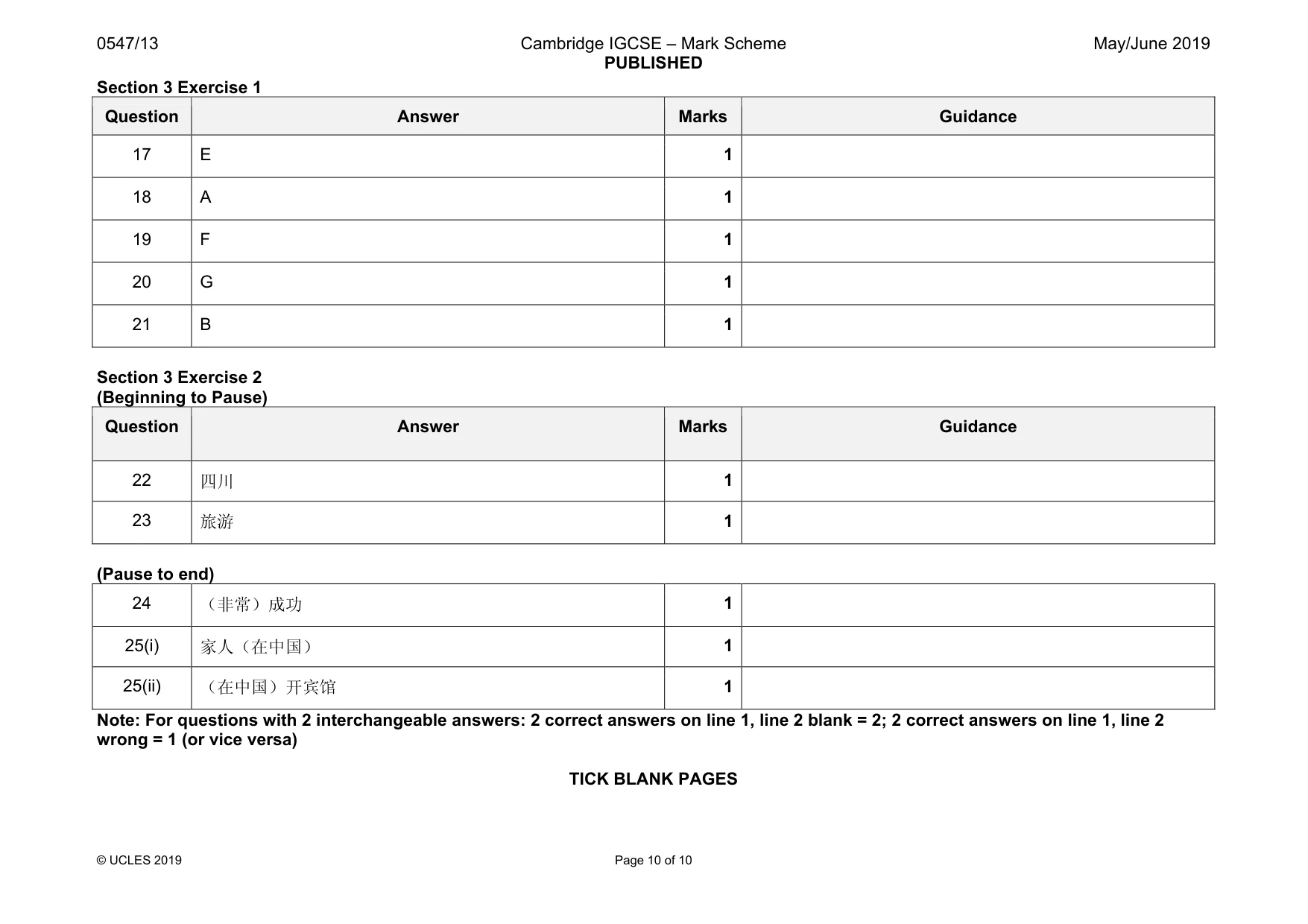Mark scheme, page 10 of 10