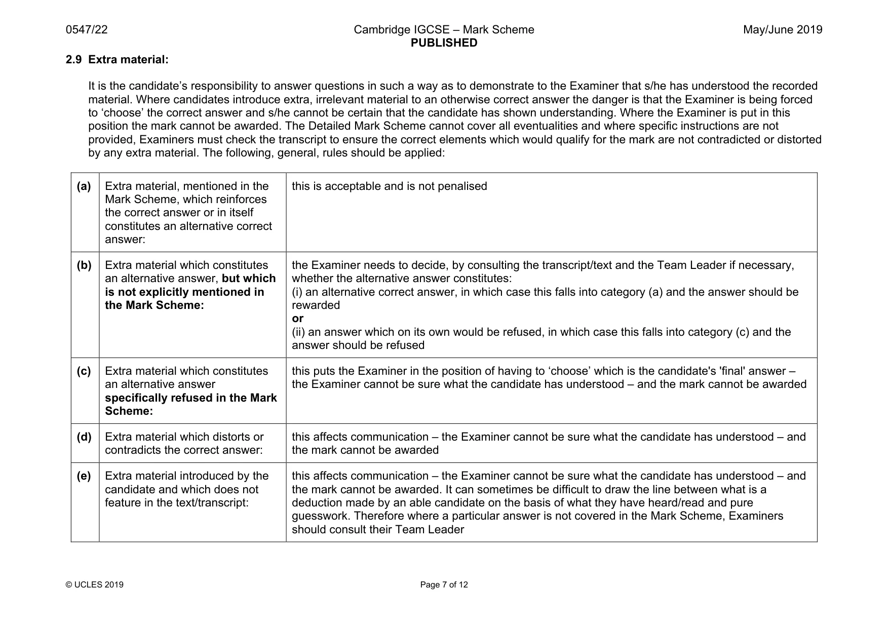 Mark scheme, page 7 of 12