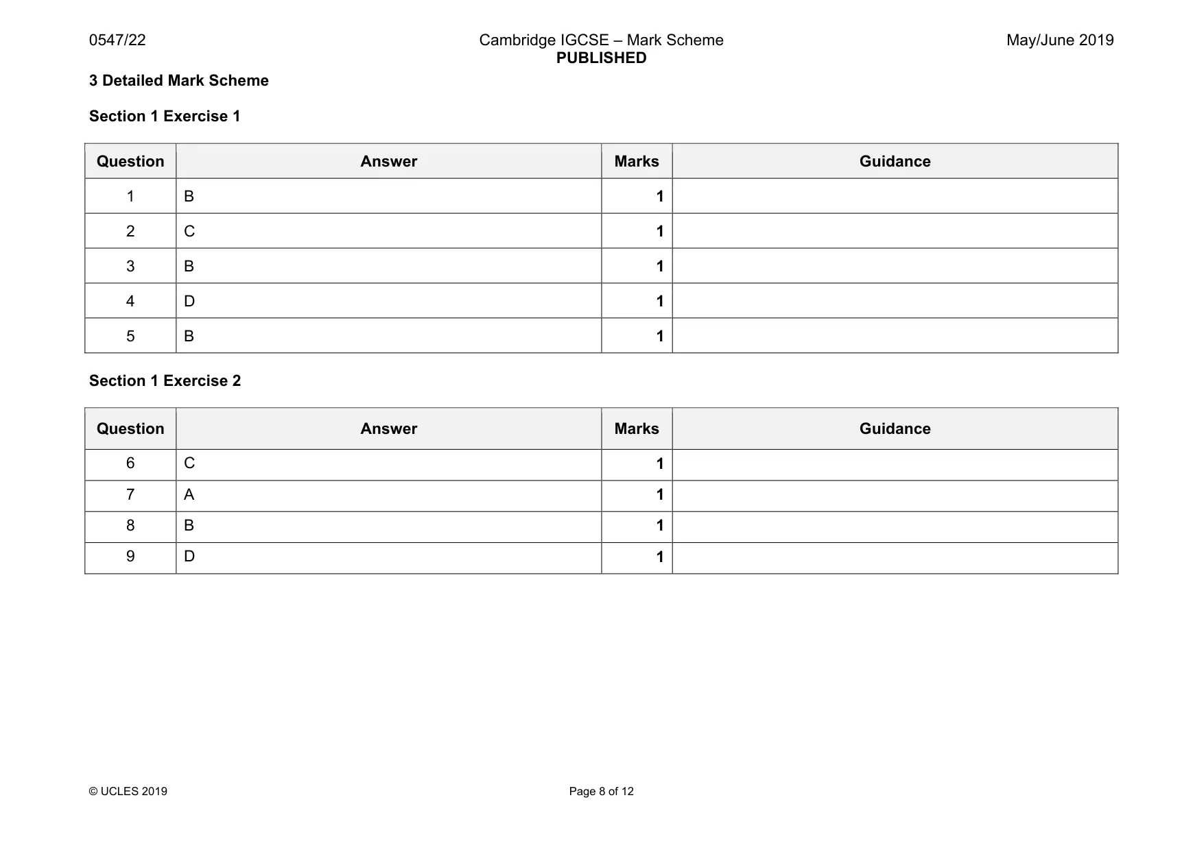 Mark scheme, page 8 of 12