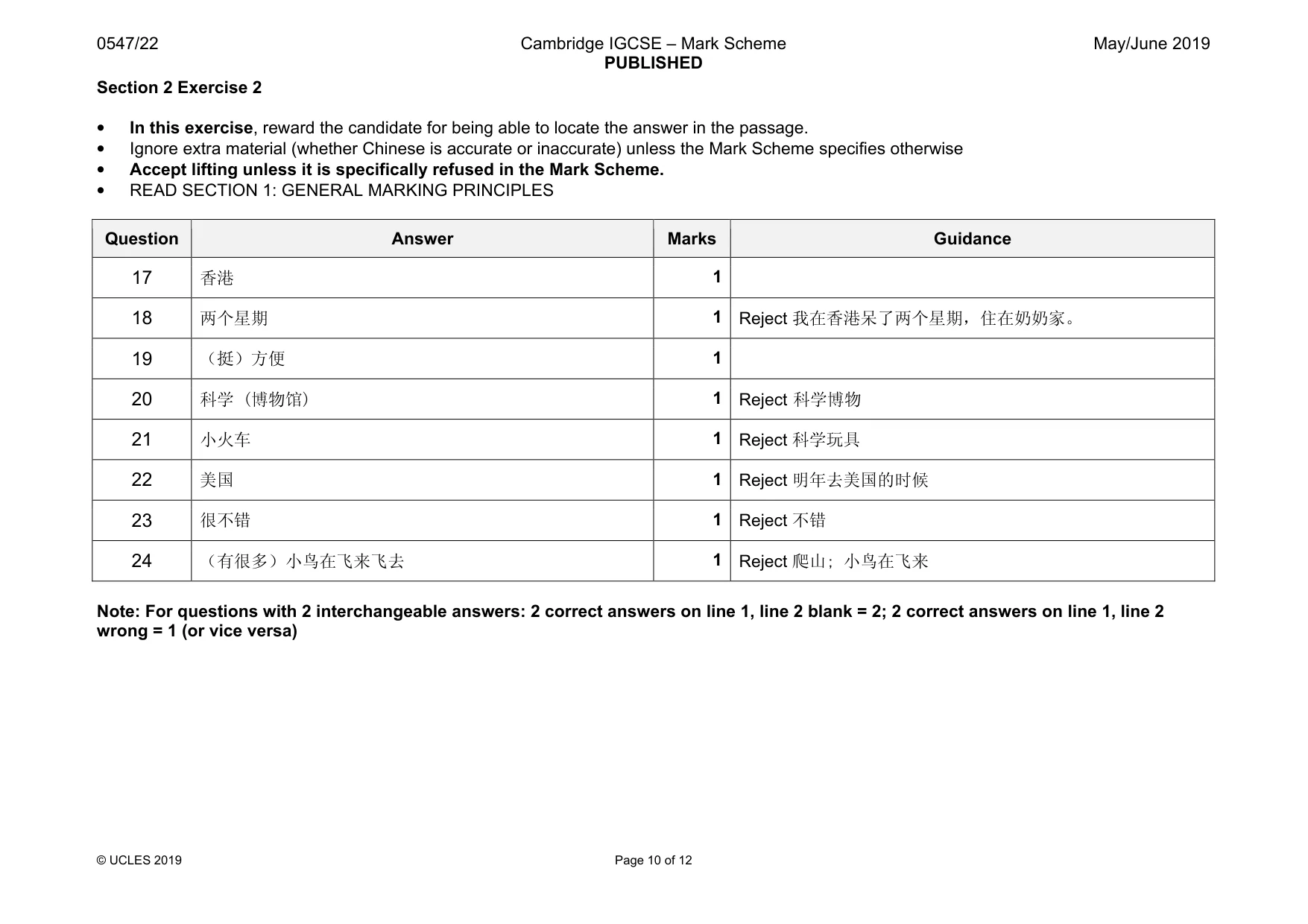 Mark scheme, page 10 of 12
