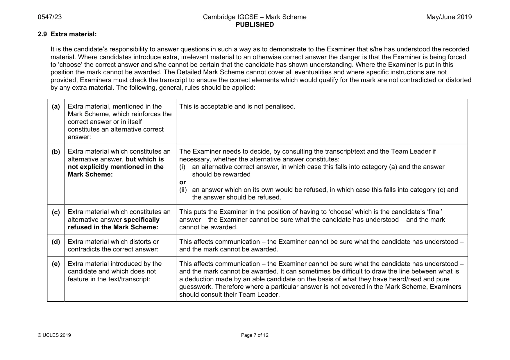 Mark scheme, page 7 of 12