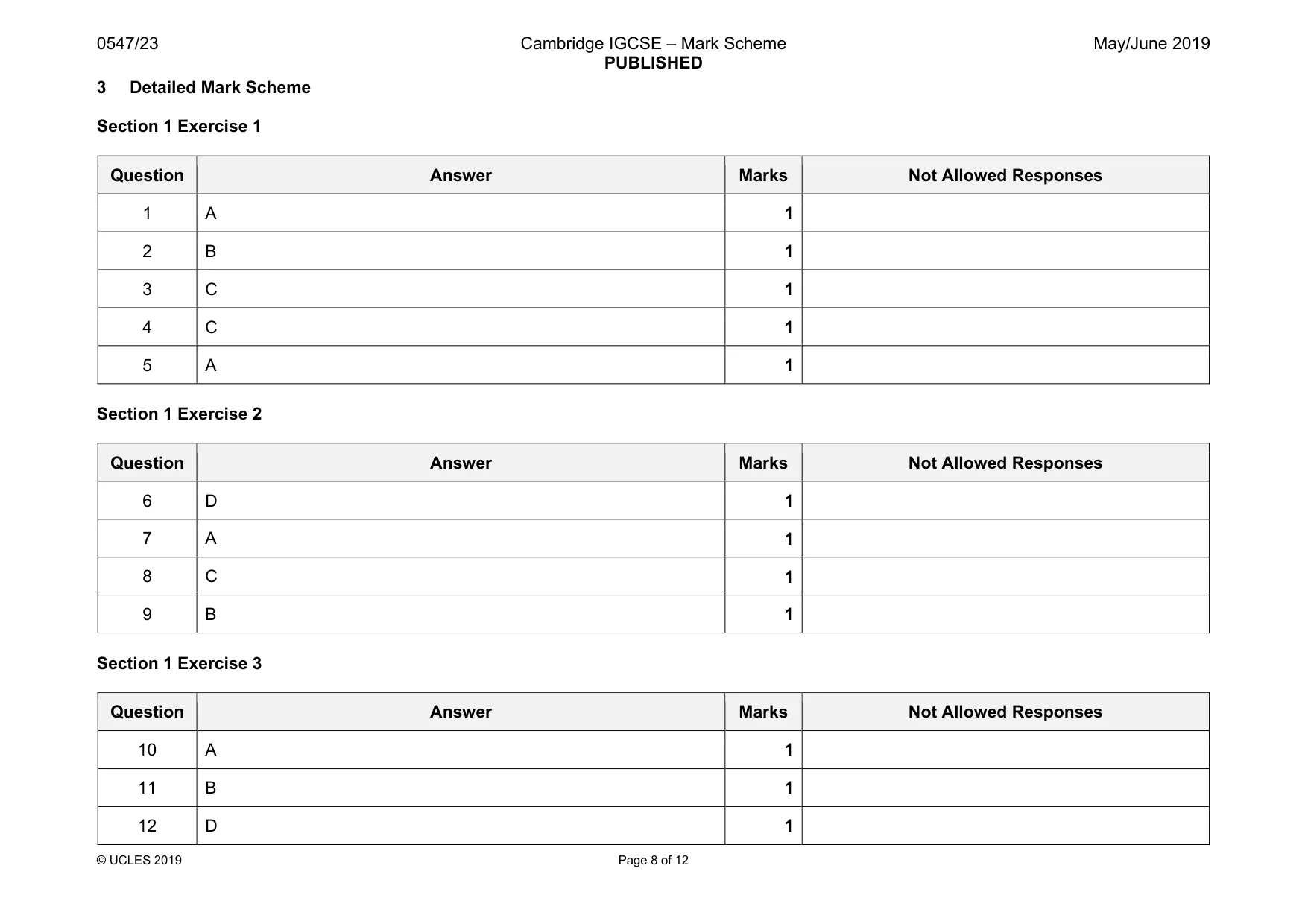 Mark scheme, page 8 of 12