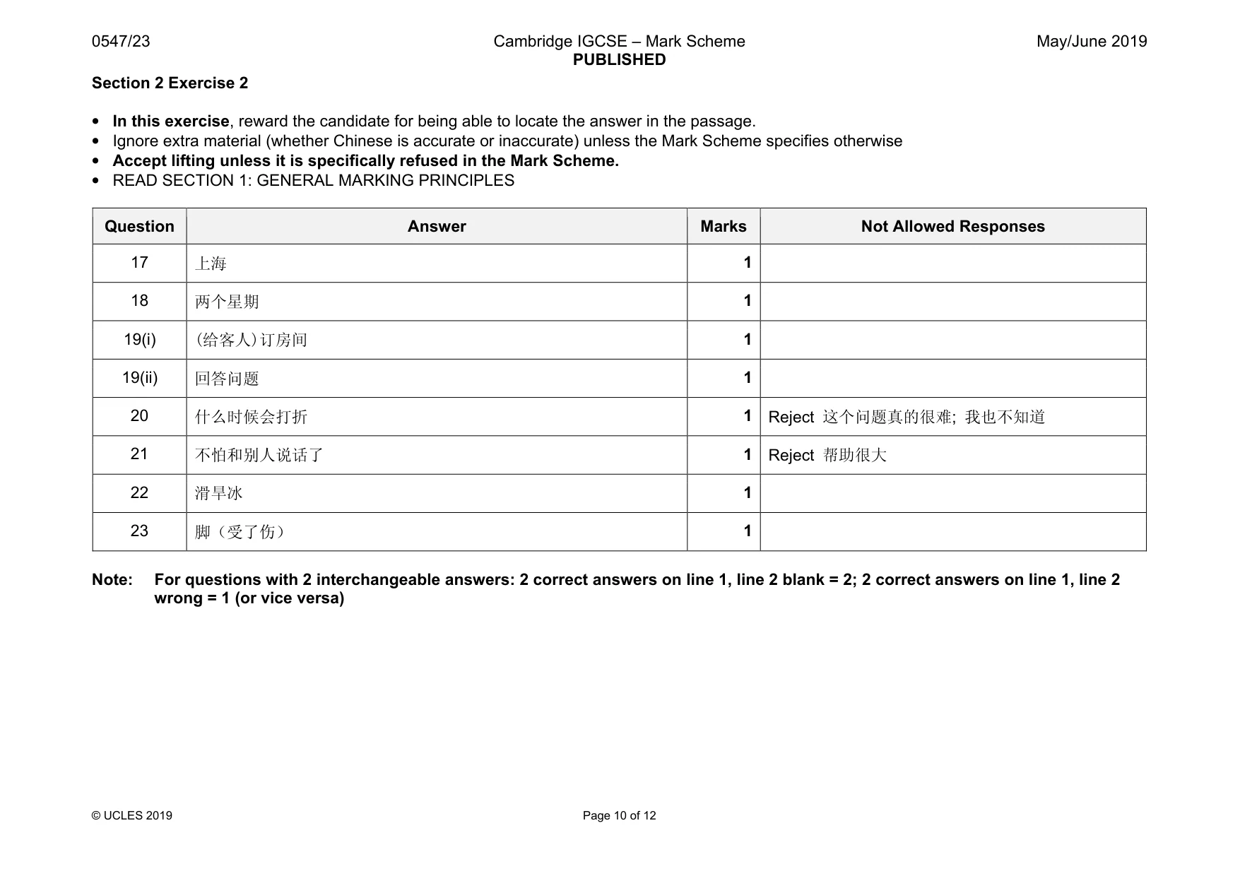 Mark scheme, page 10 of 12
