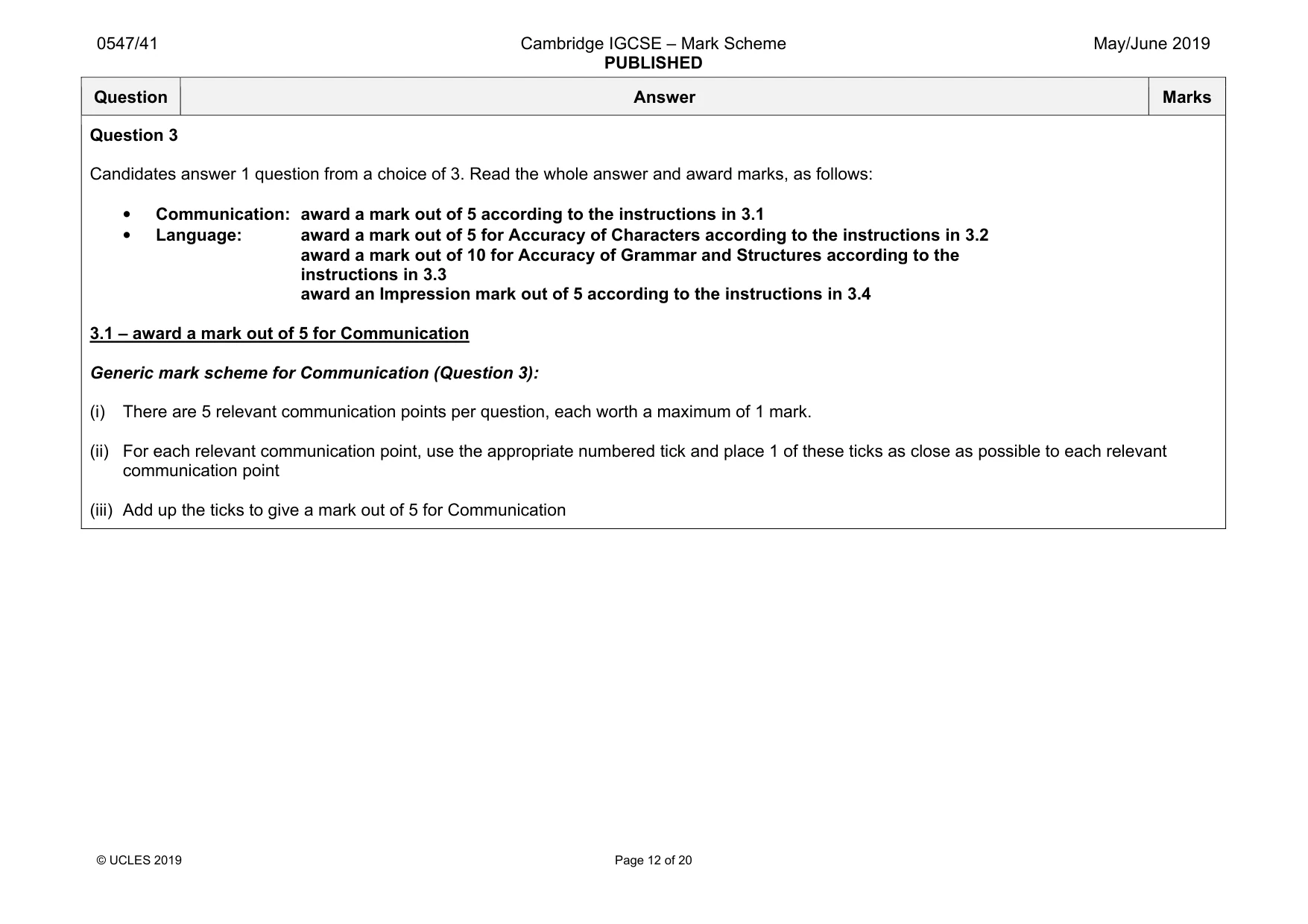 Mark scheme, page 12 of 20