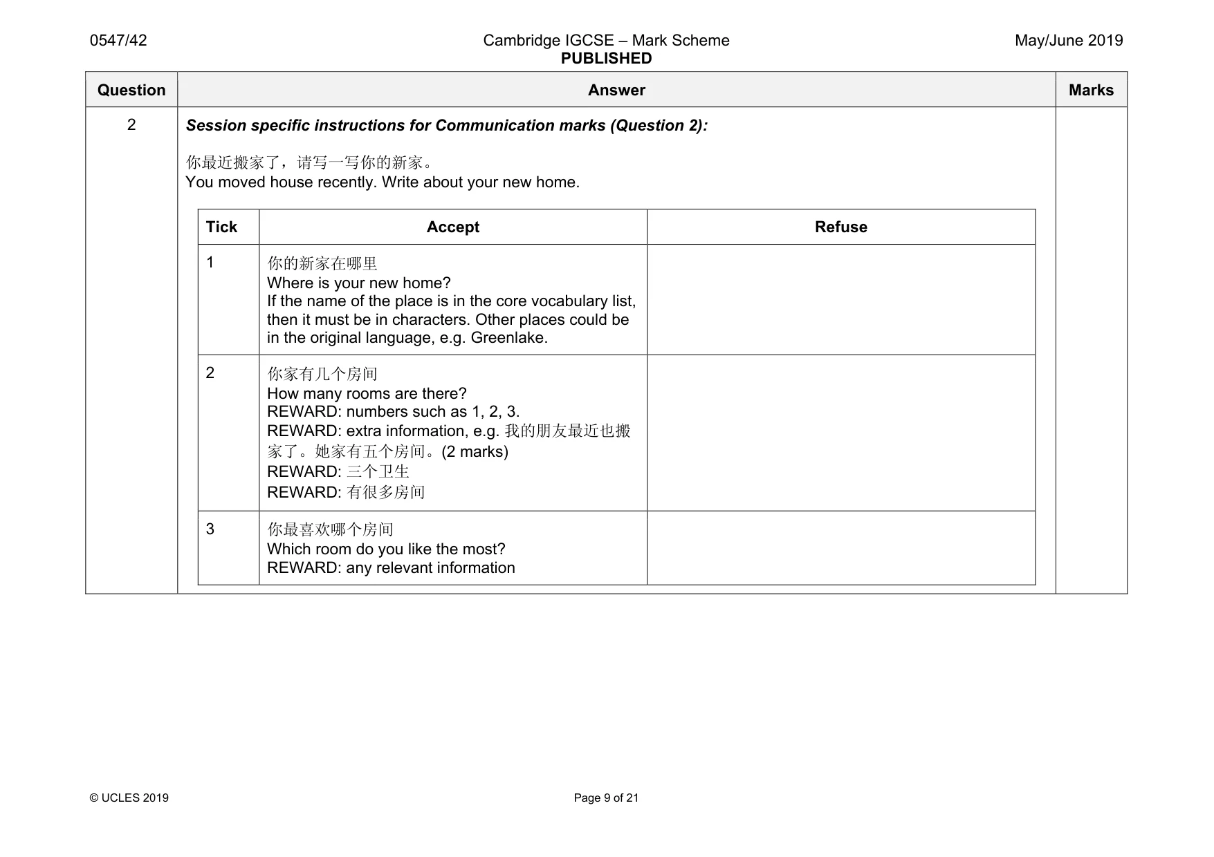Mark scheme, page 9 of 21