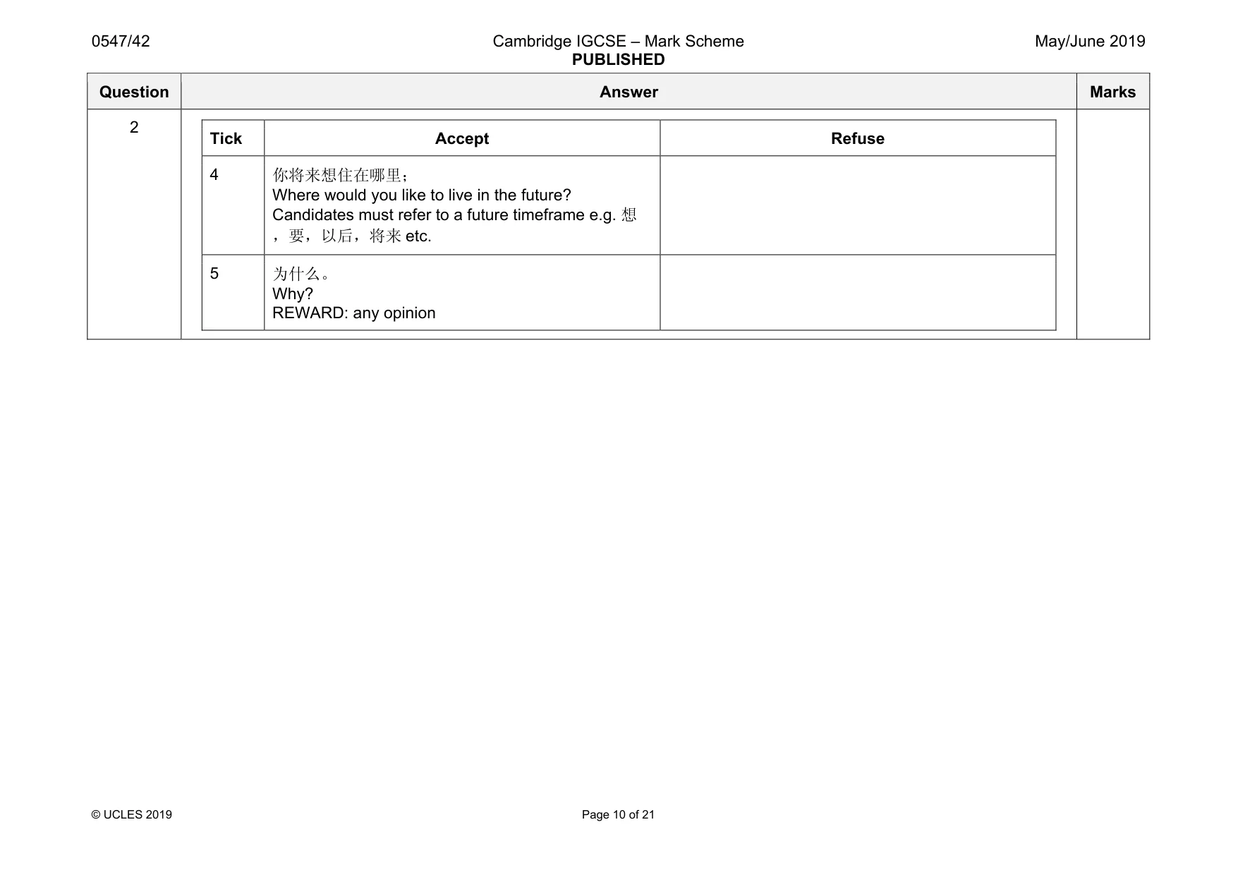 Mark scheme, page 10 of 21