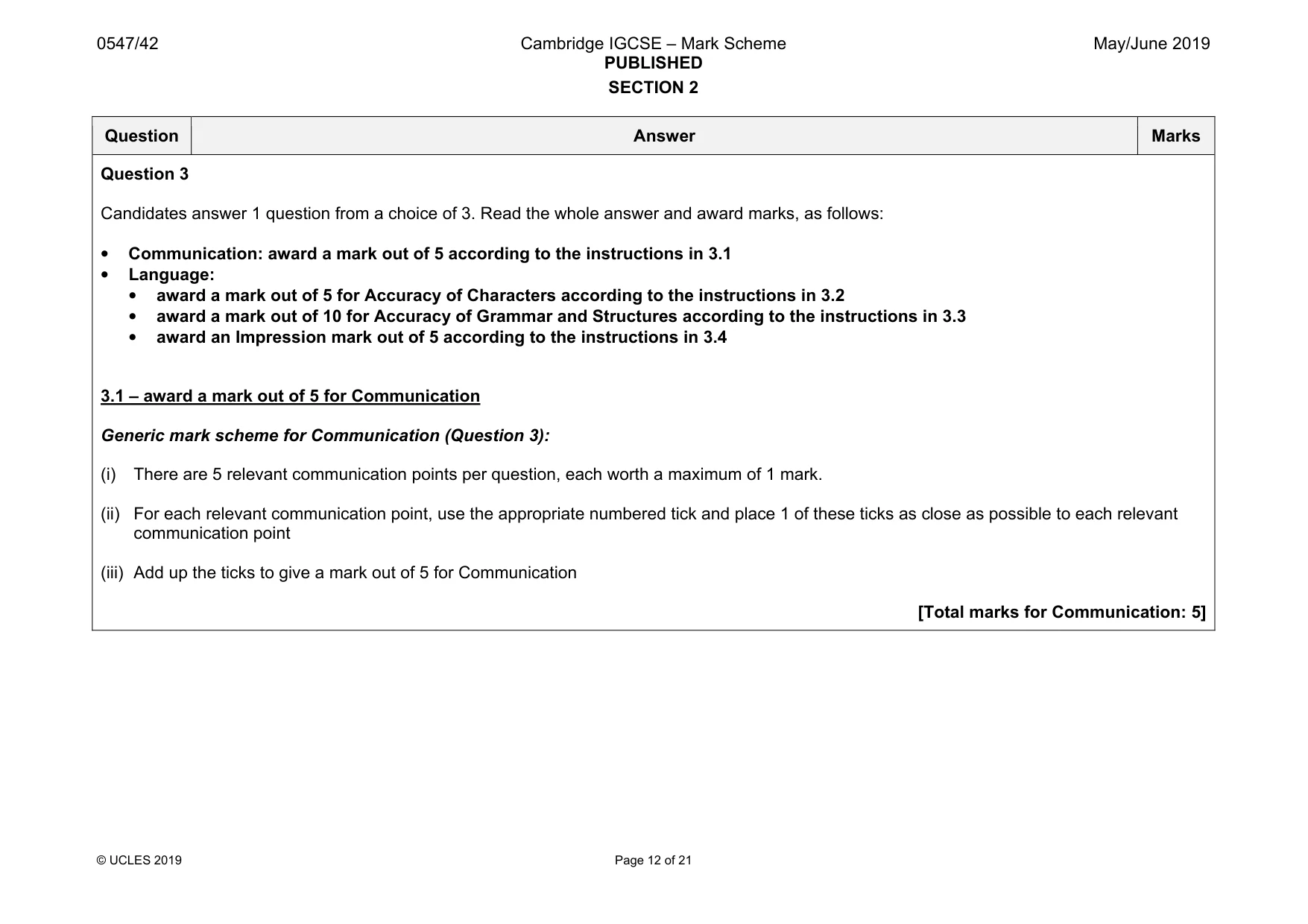 Mark scheme, page 12 of 21