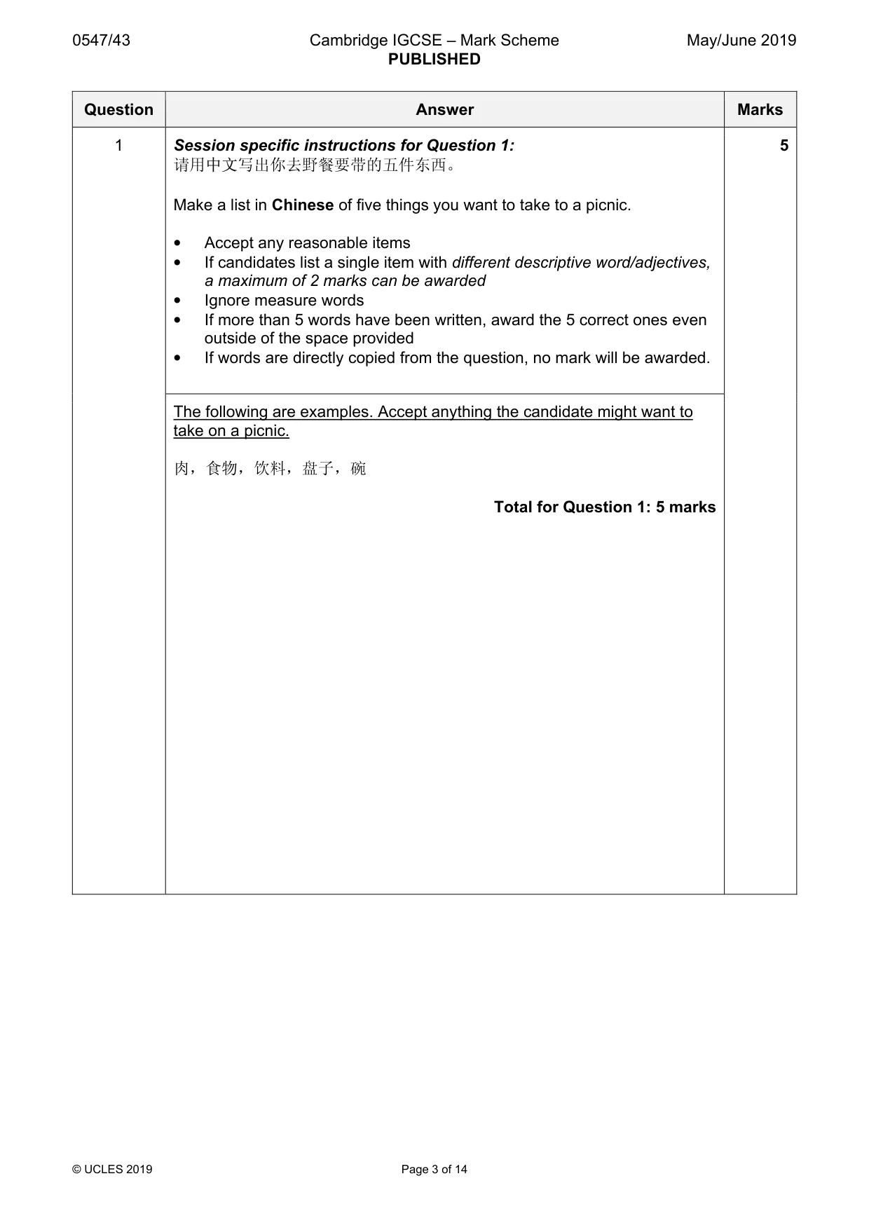 Mark scheme, page 3 of 14