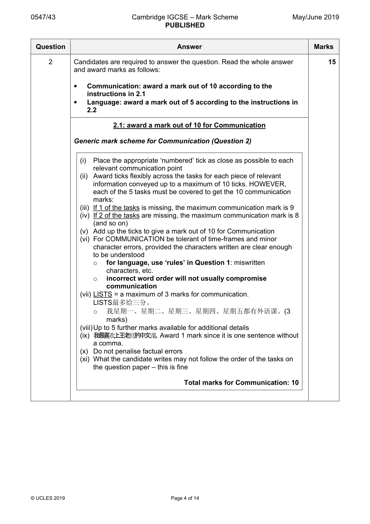 Mark scheme, page 4 of 14