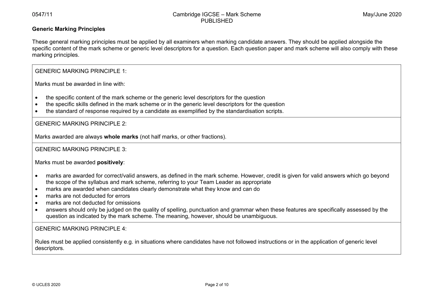 Mark scheme, page 2 of 10
