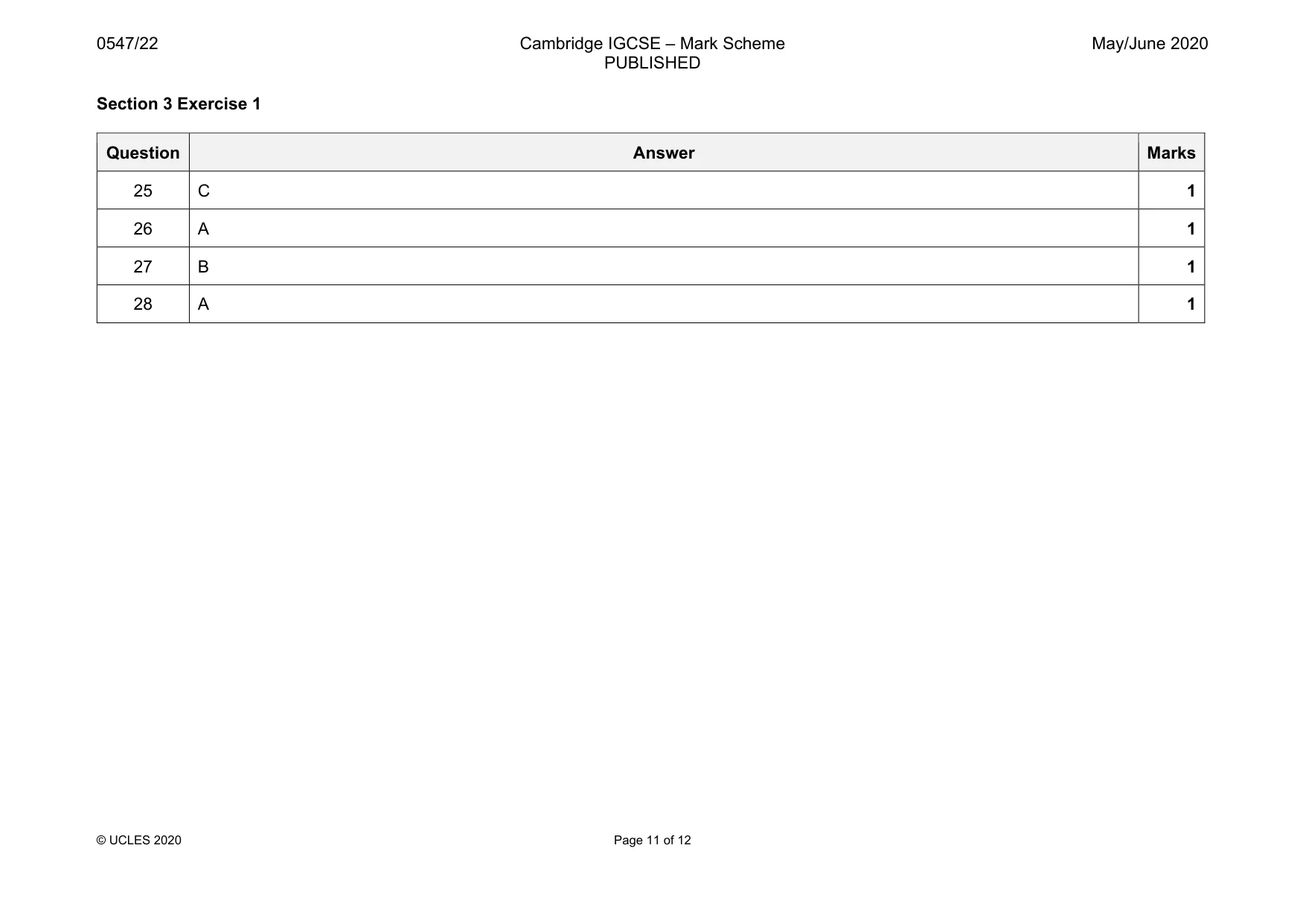 Mark scheme, page 11 of 12