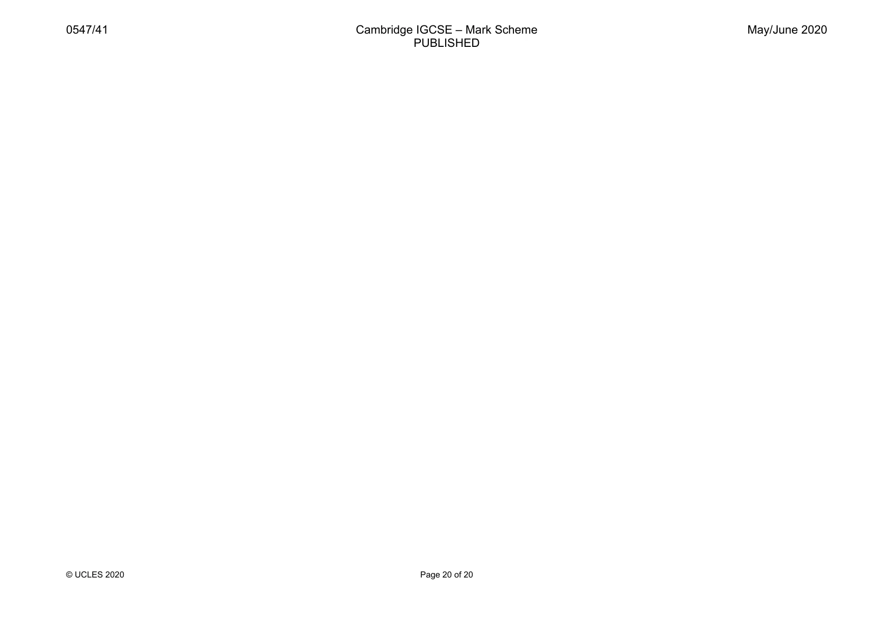 Mark scheme, page 20 of 20