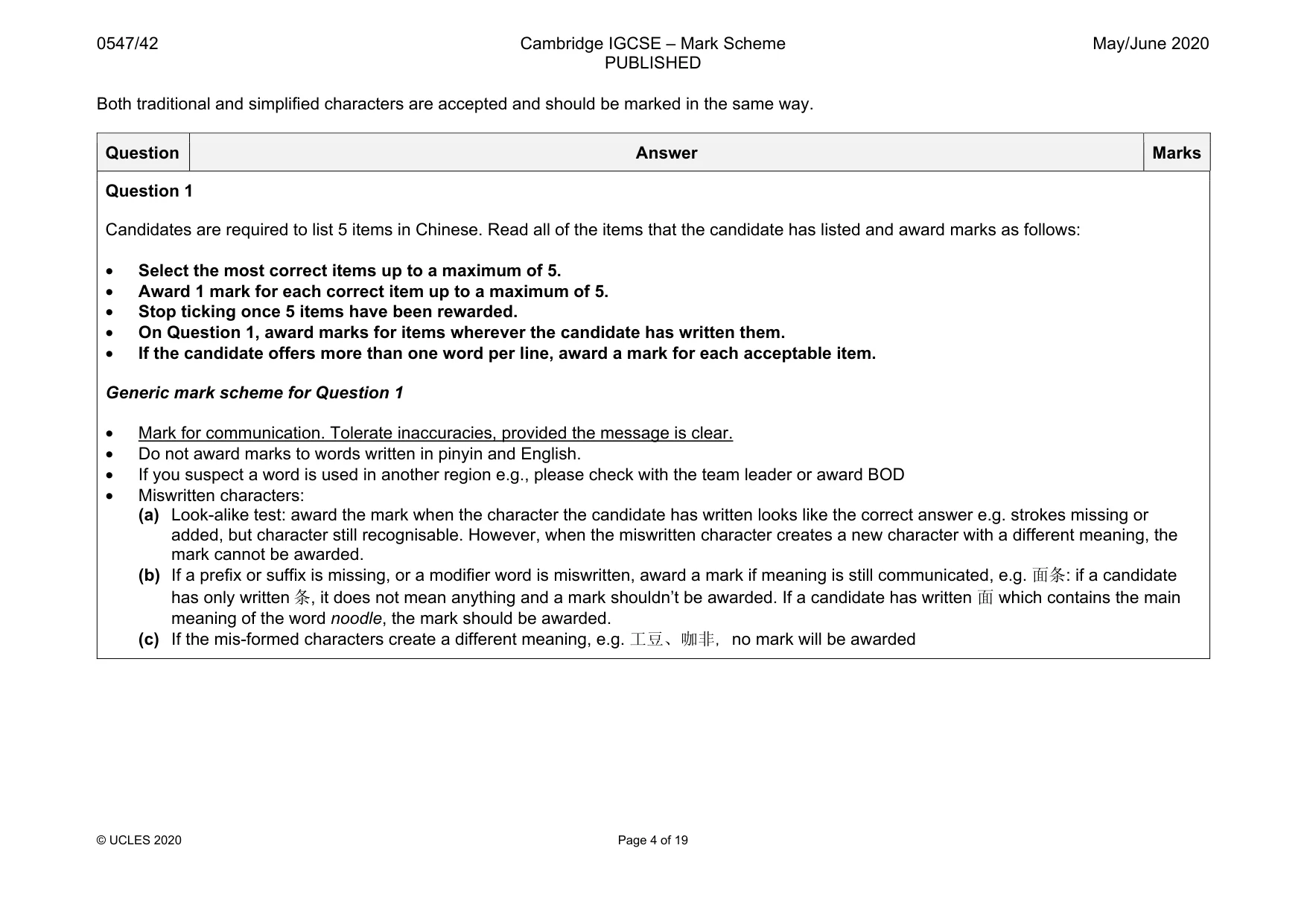 Mark scheme, page 4 of 19