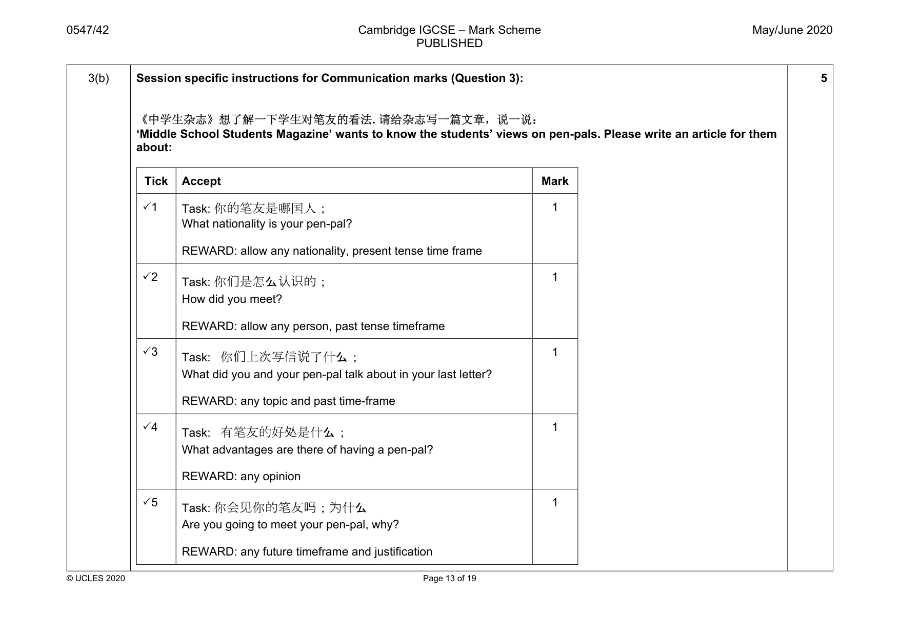 Mark scheme, page 13 of 19