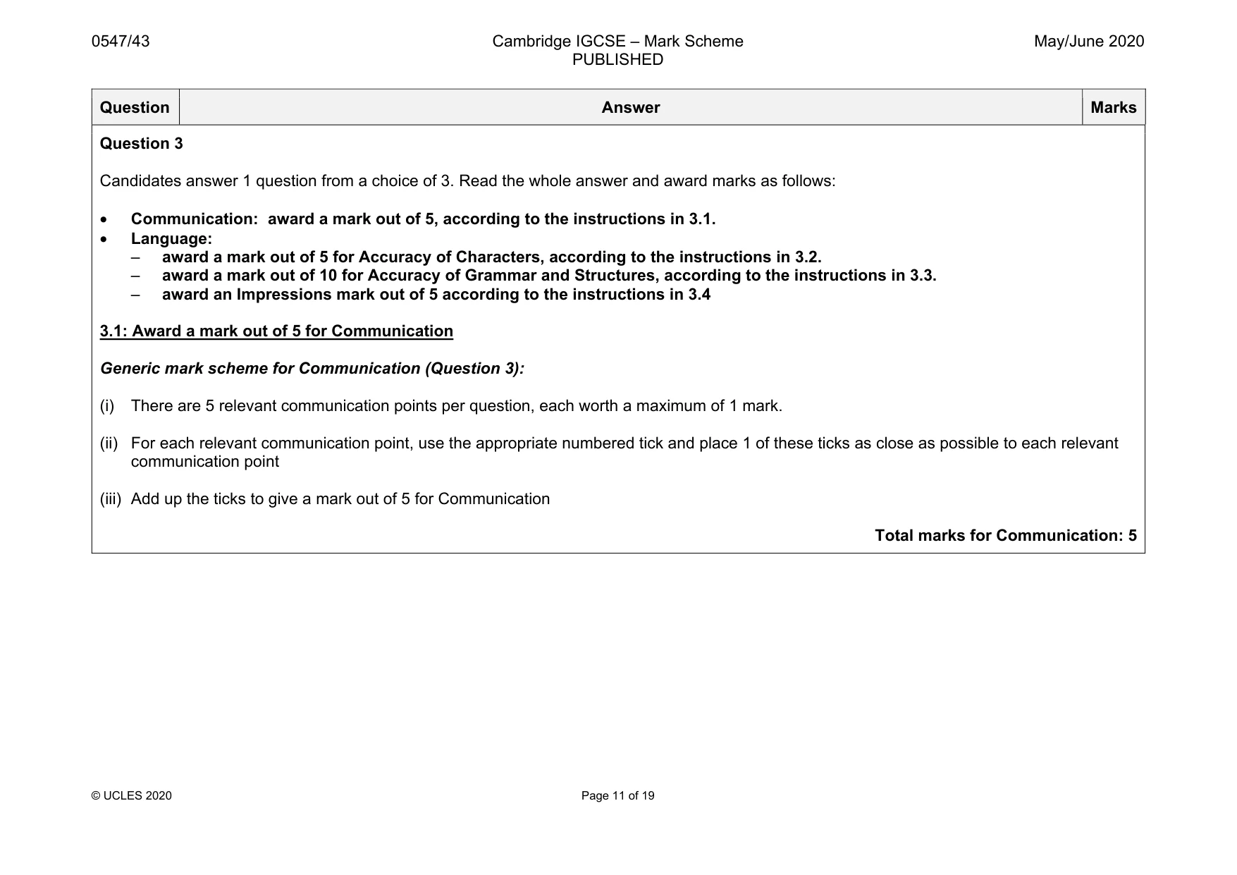 Mark scheme, page 11 of 19