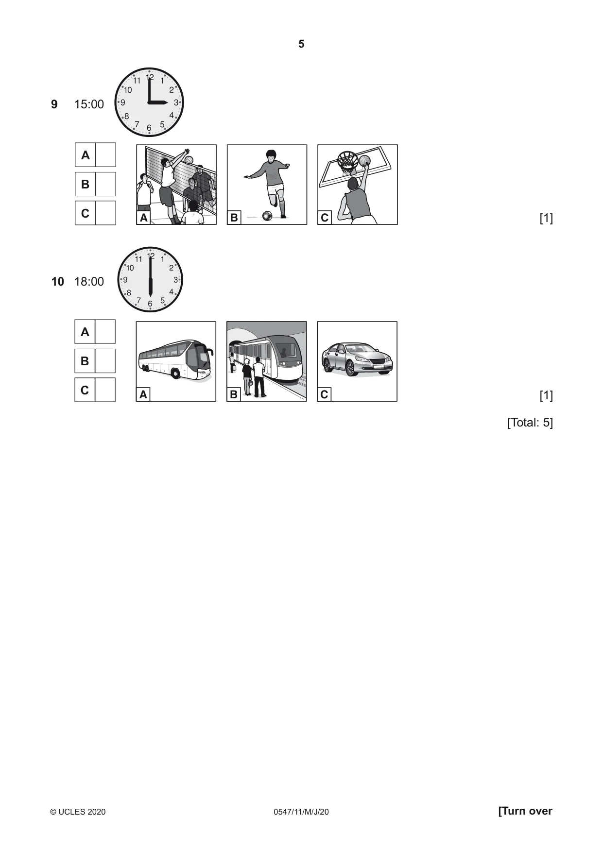 Cambridge IGCSE Chinese (Mandarin) - Foreign Language 0547 2020 May/June Paper 1 · Variant 1 question paper, page 5 of 12