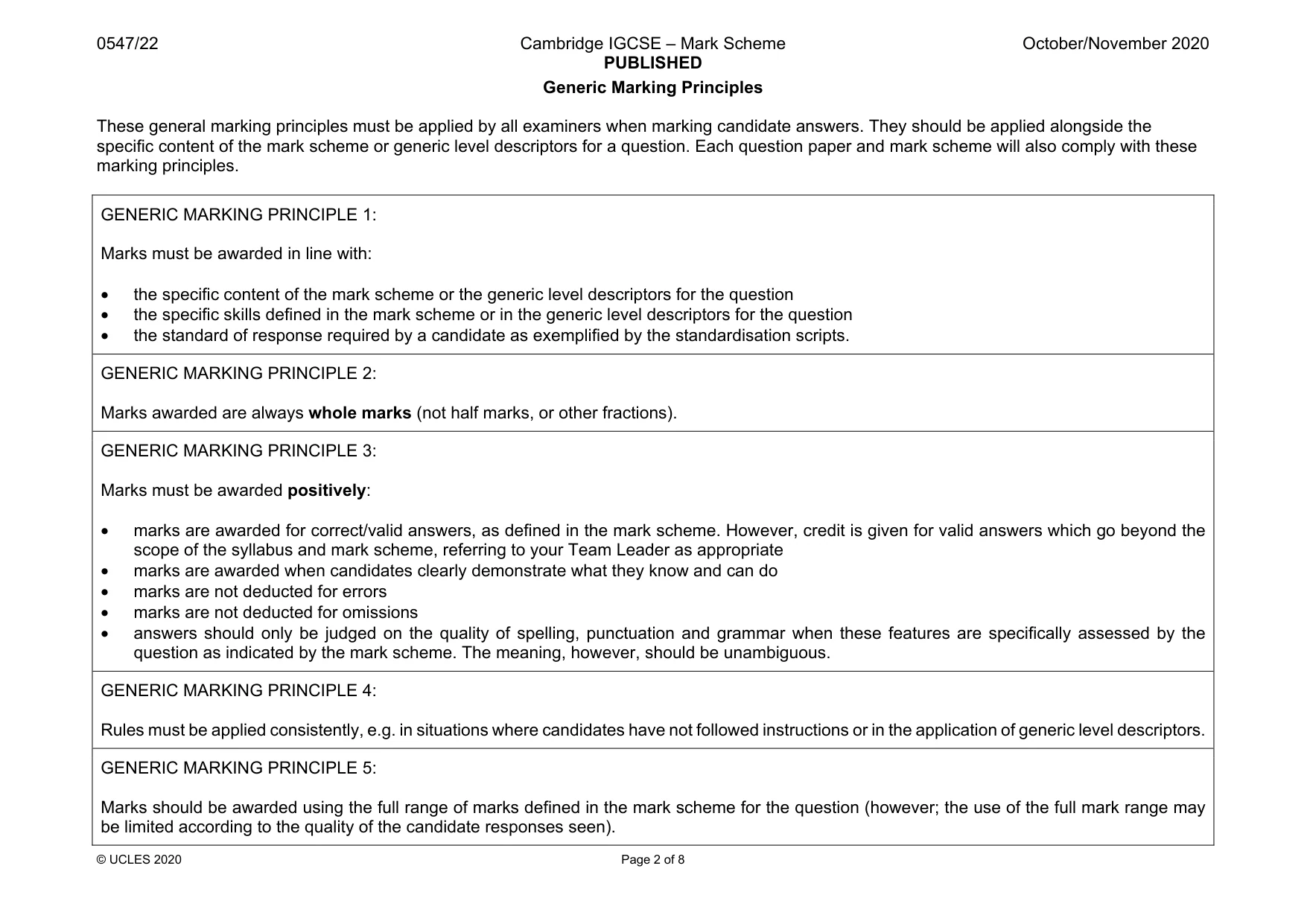 Mark scheme, page 2 of 8