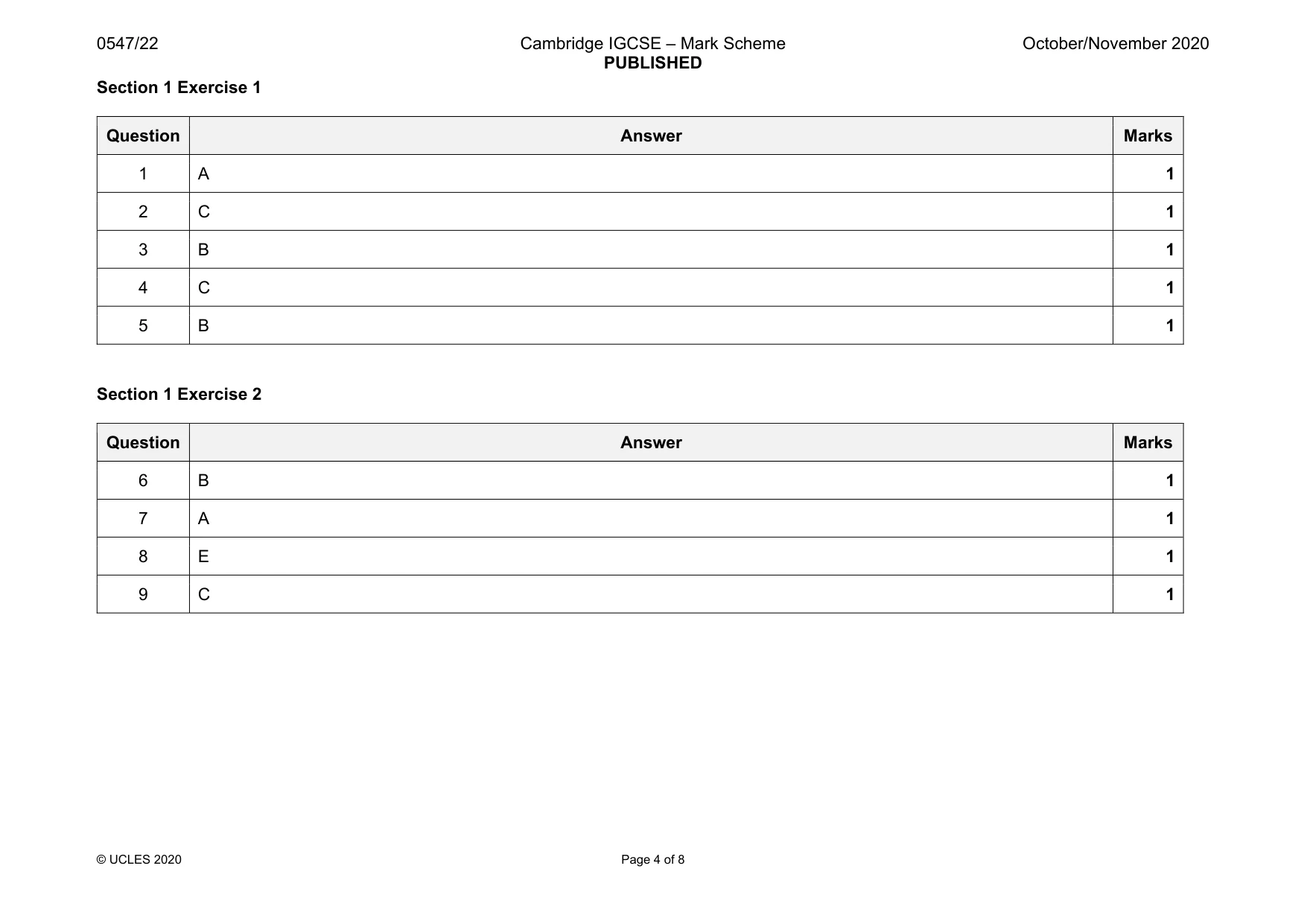 Mark scheme, page 4 of 8