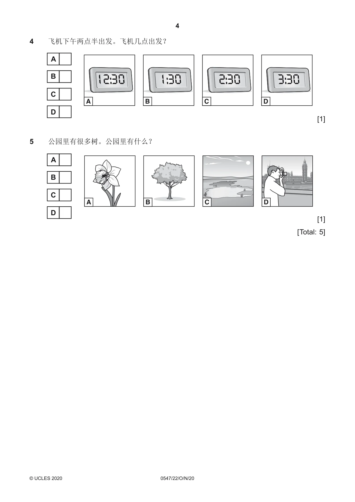 Cambridge IGCSE Chinese (Mandarin) - Foreign Language 0547 2020 Oct/Nov Paper 2 · Variant 2 question paper, page 4 of 16