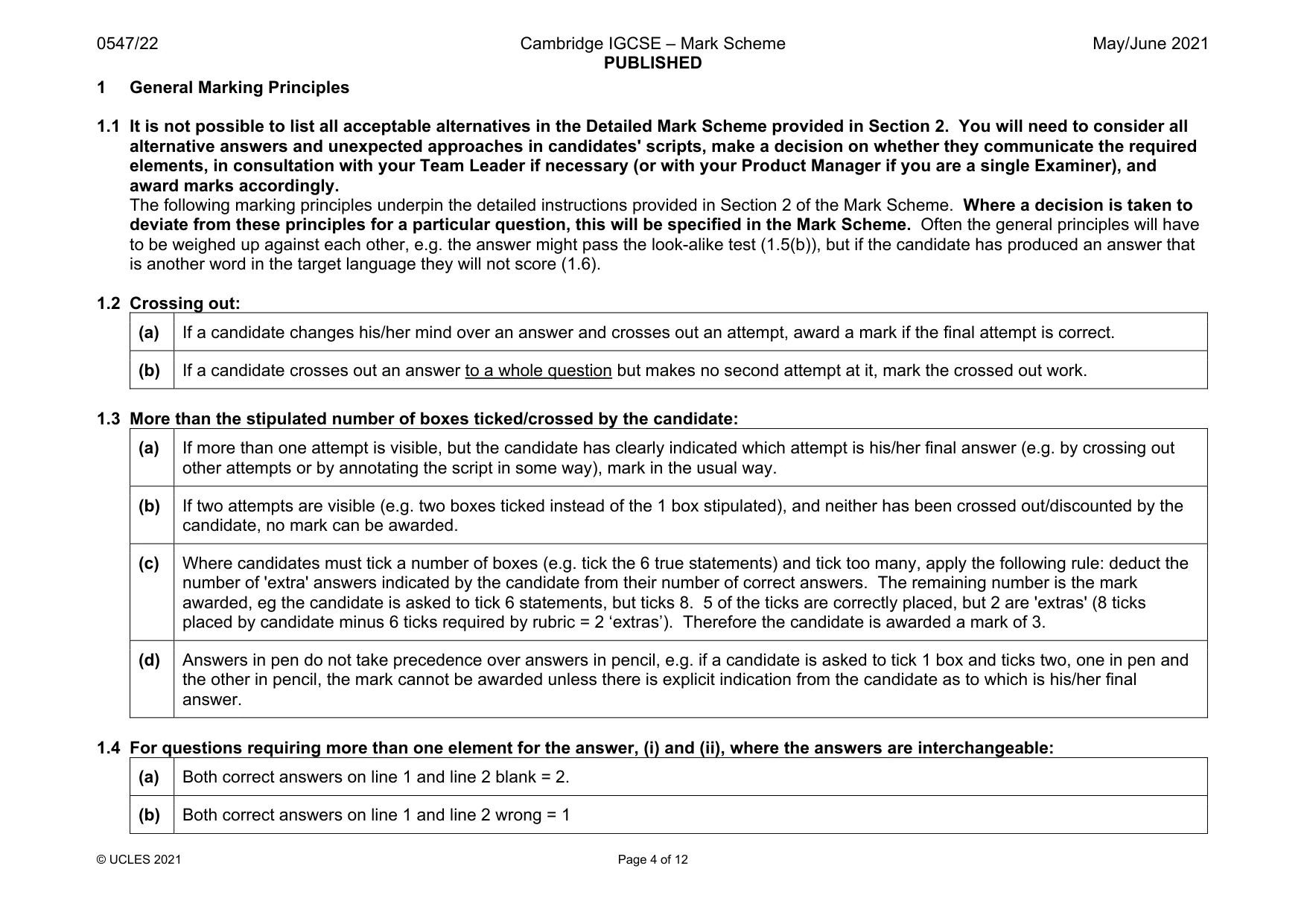 Mark scheme, page 4 of 12