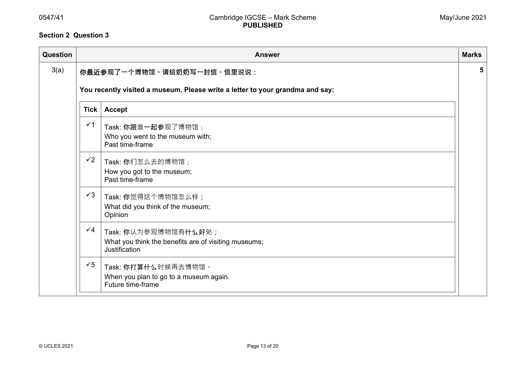 Mark scheme, page 13 of 20