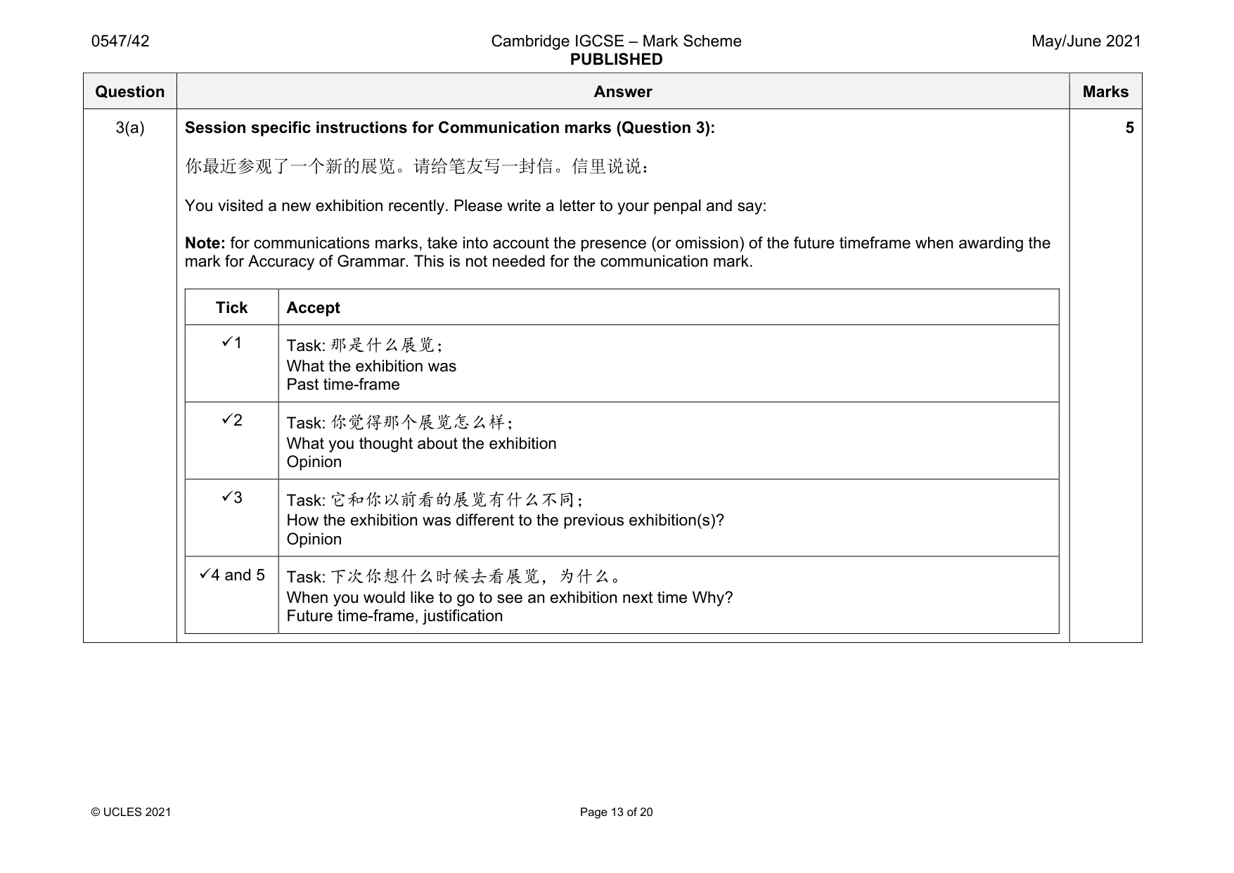 Mark scheme, page 13 of 20