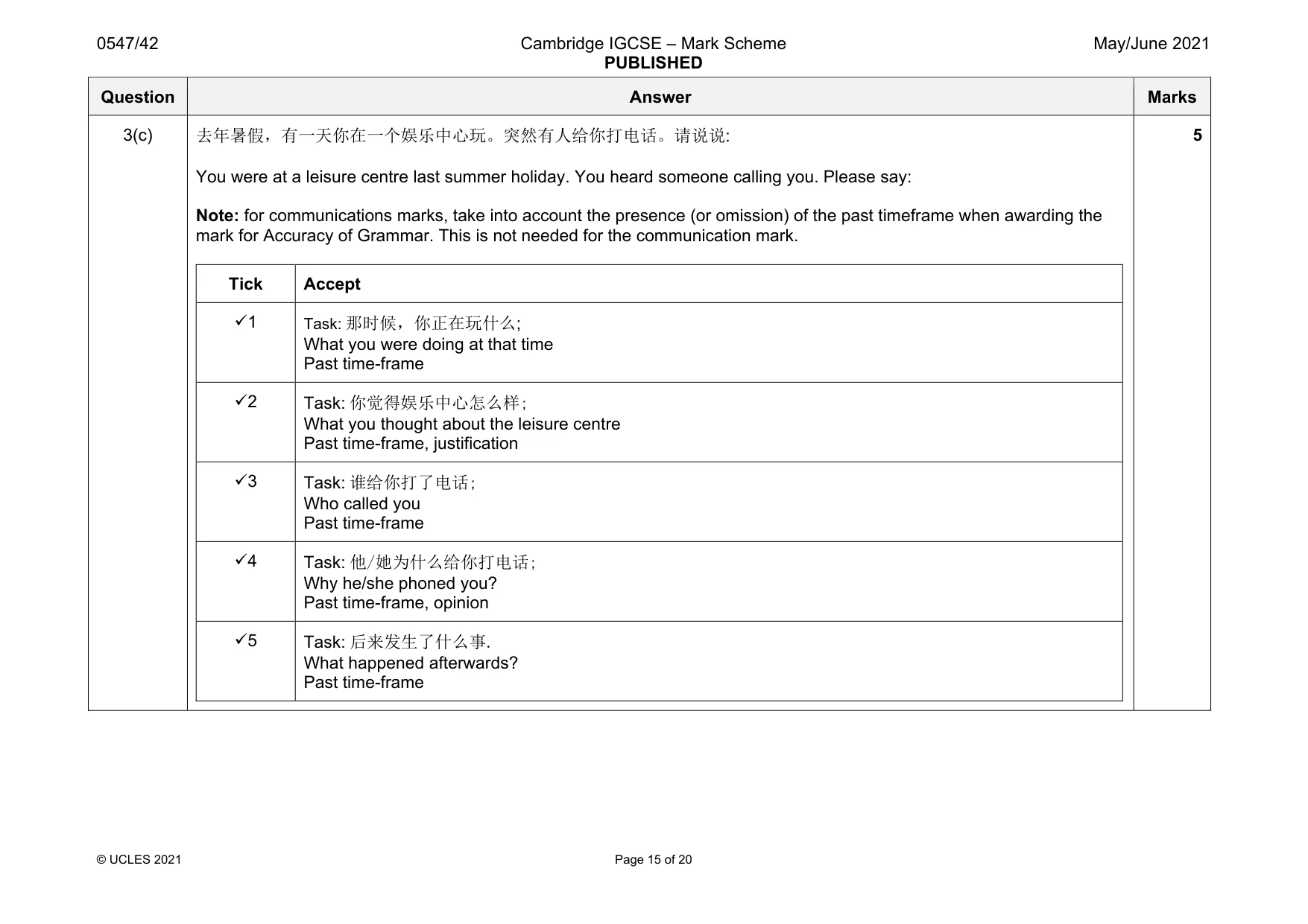 Mark scheme, page 15 of 20