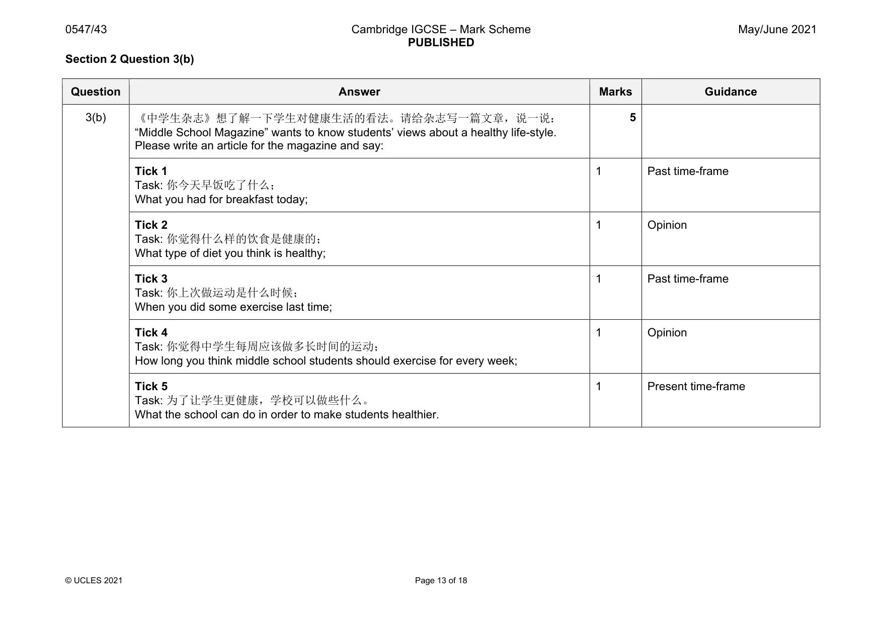 Mark scheme, page 13 of 18