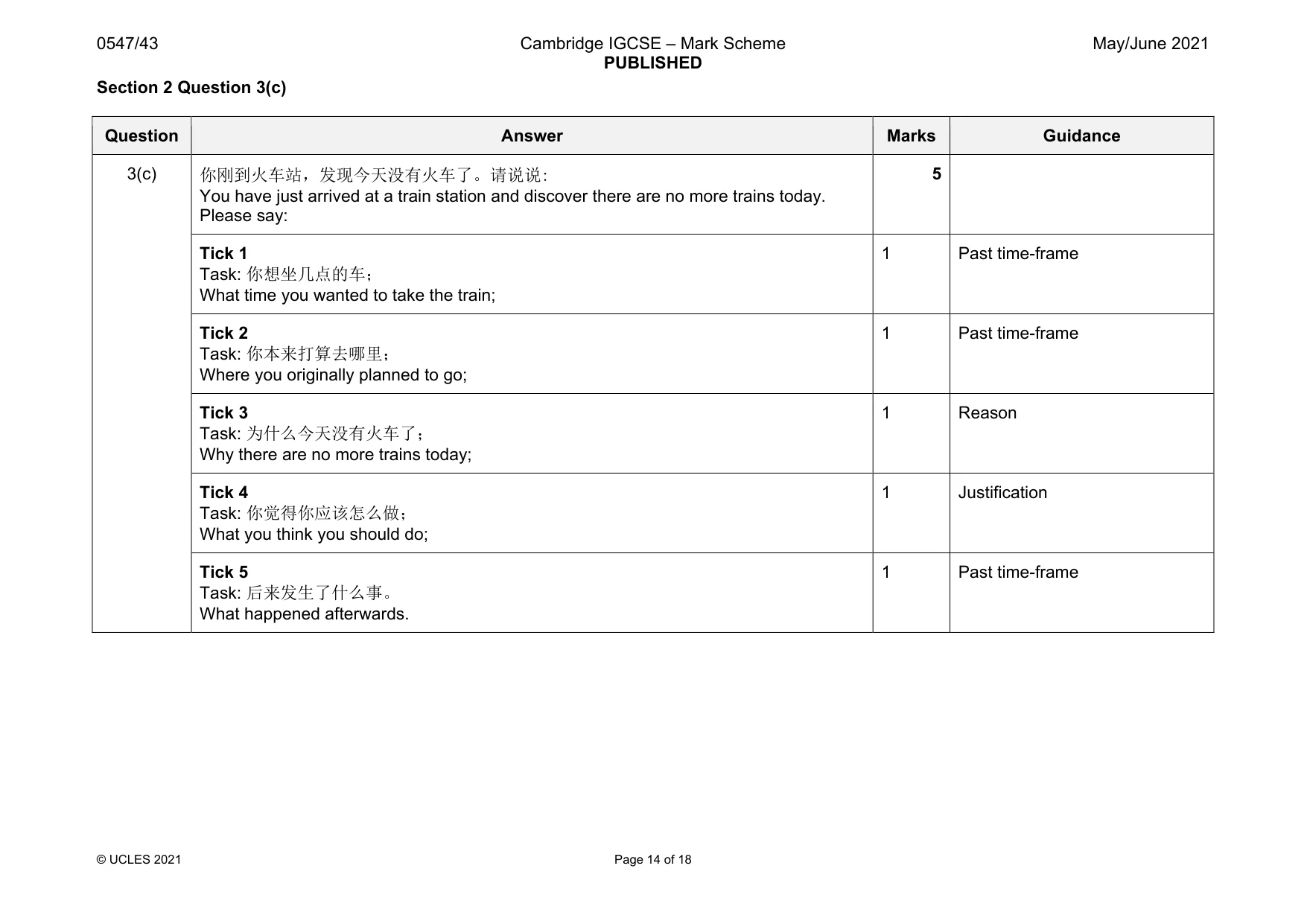 Mark scheme, page 14 of 18