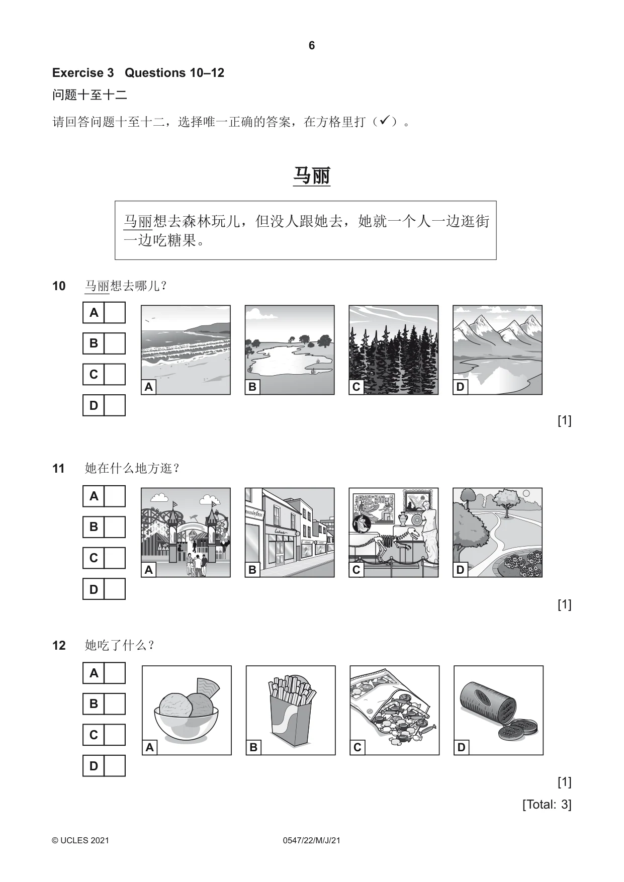 Cambridge IGCSE Chinese (Mandarin) - Foreign Language 0547 2021 May/June Paper 2 · Variant 2 question paper, page 6 of 16