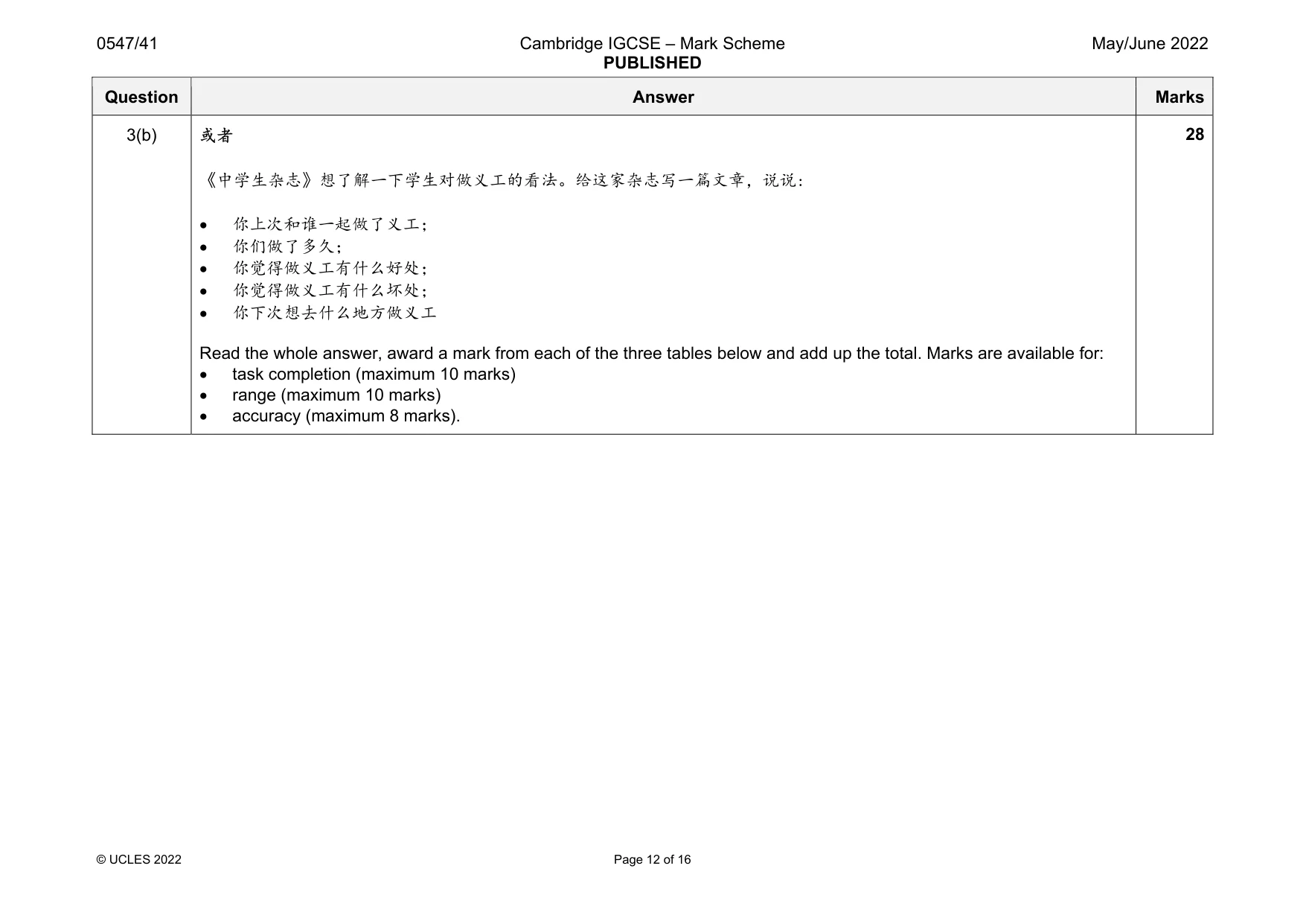 Mark scheme, page 12 of 16