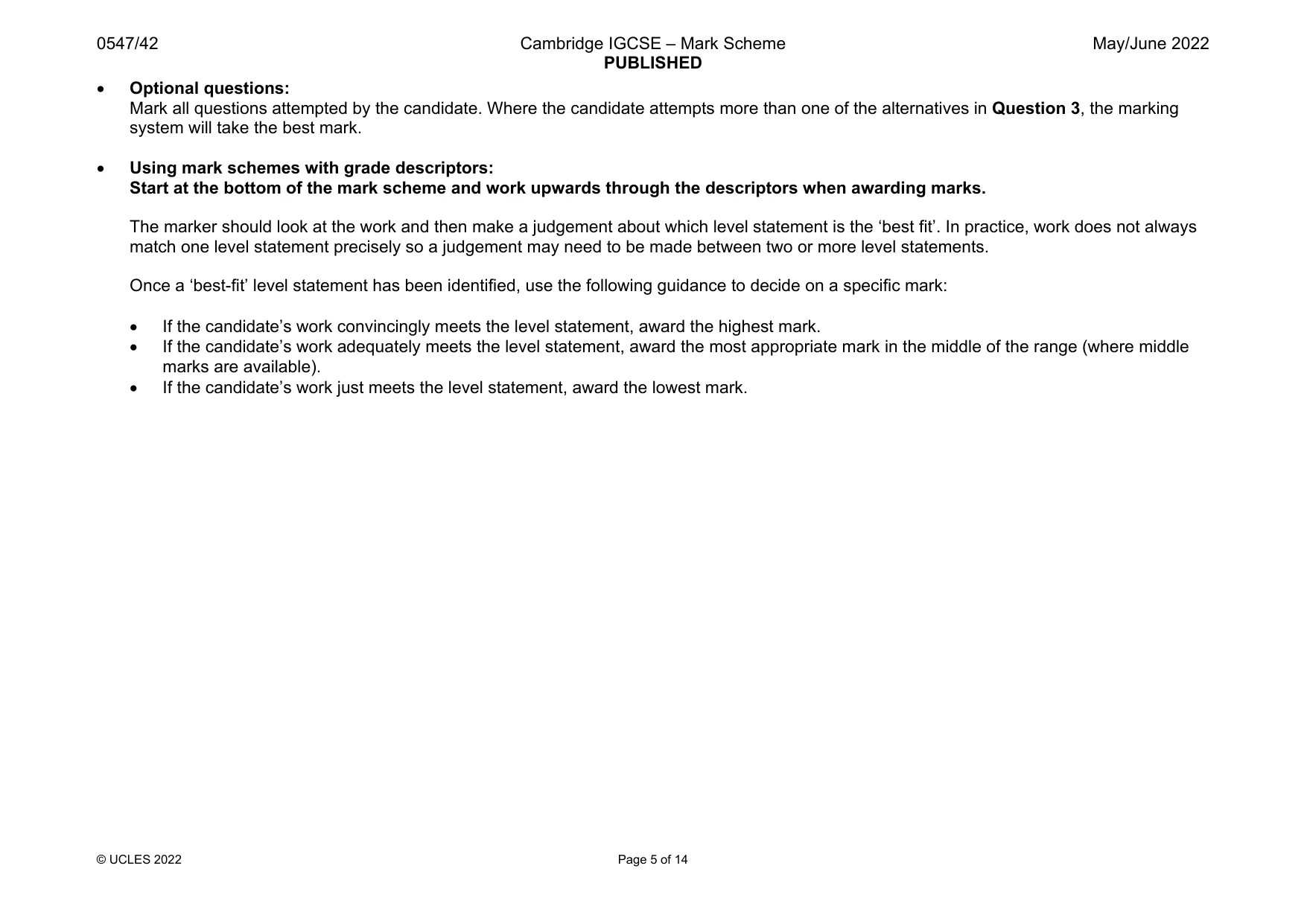 Mark scheme, page 5 of 14