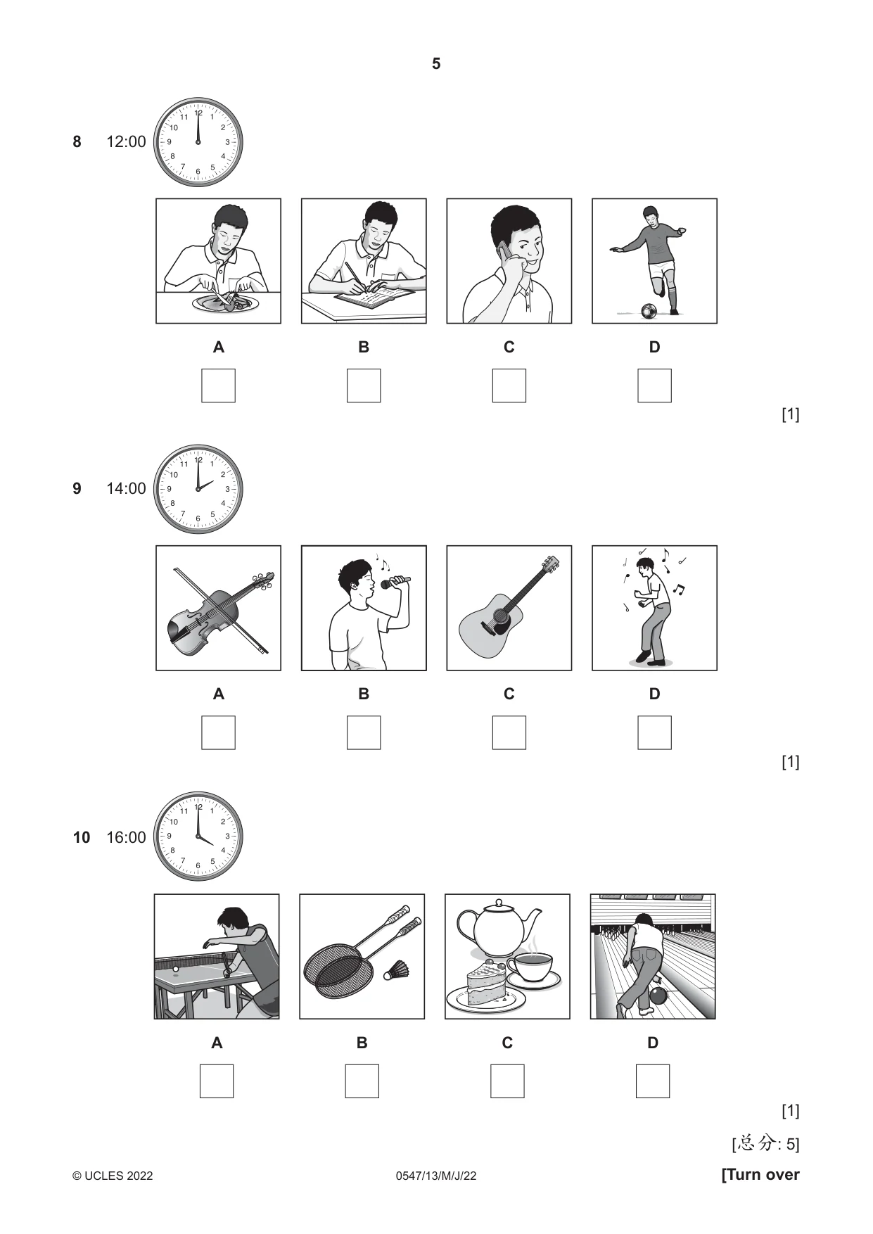 Cambridge IGCSE Chinese (Mandarin) - Foreign Language 0547 2022 May/June Paper 1 · Variant 3 question paper, page 5 of 12