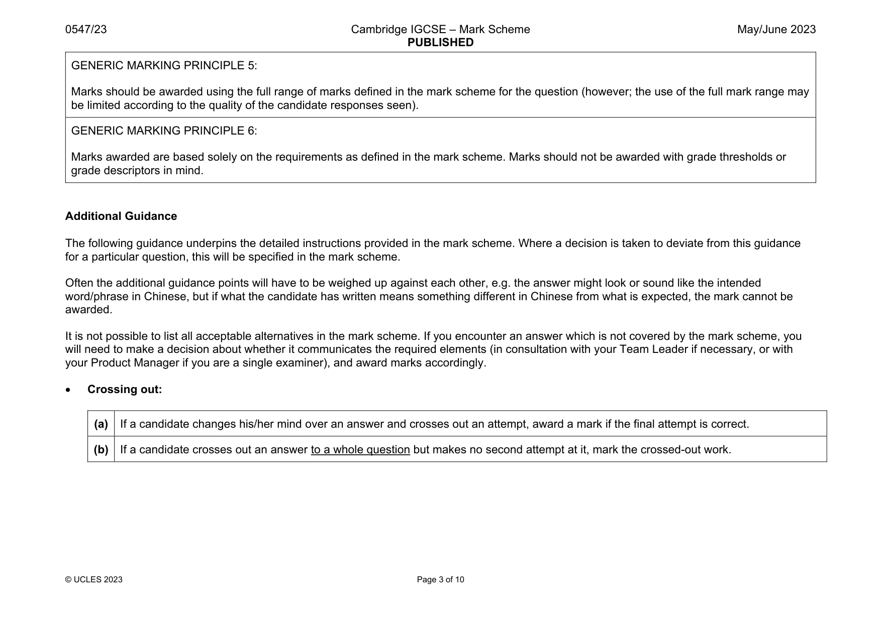 Mark scheme, page 3 of 10