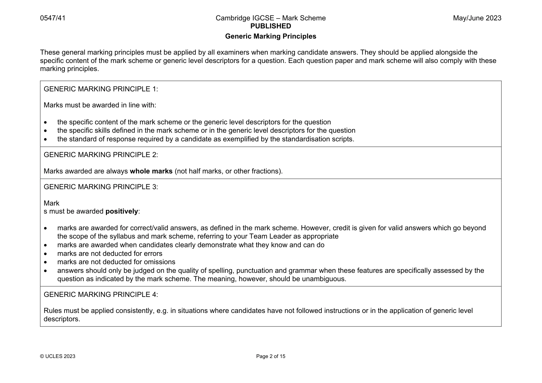 Mark scheme, page 2 of 15