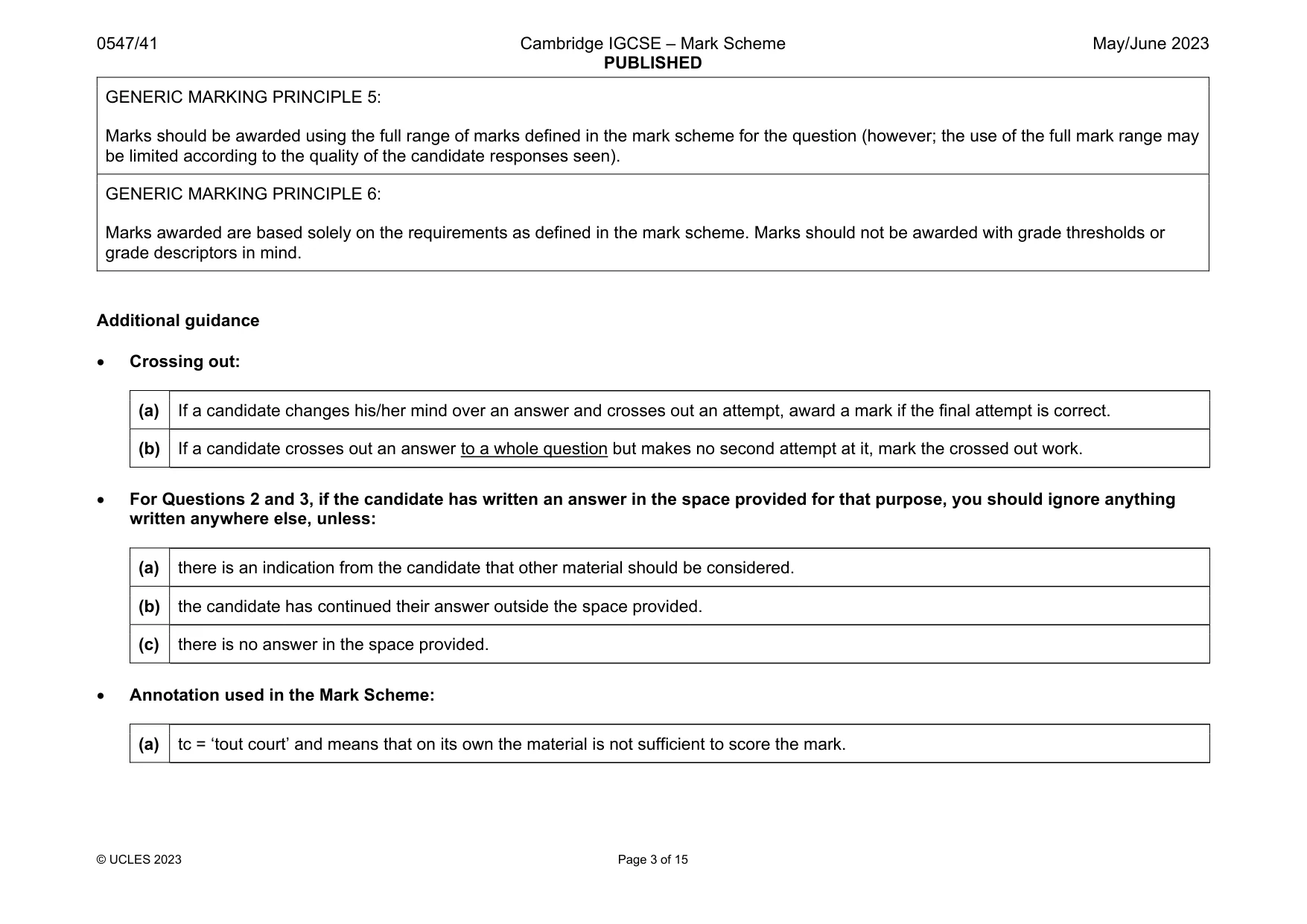 Mark scheme, page 3 of 15