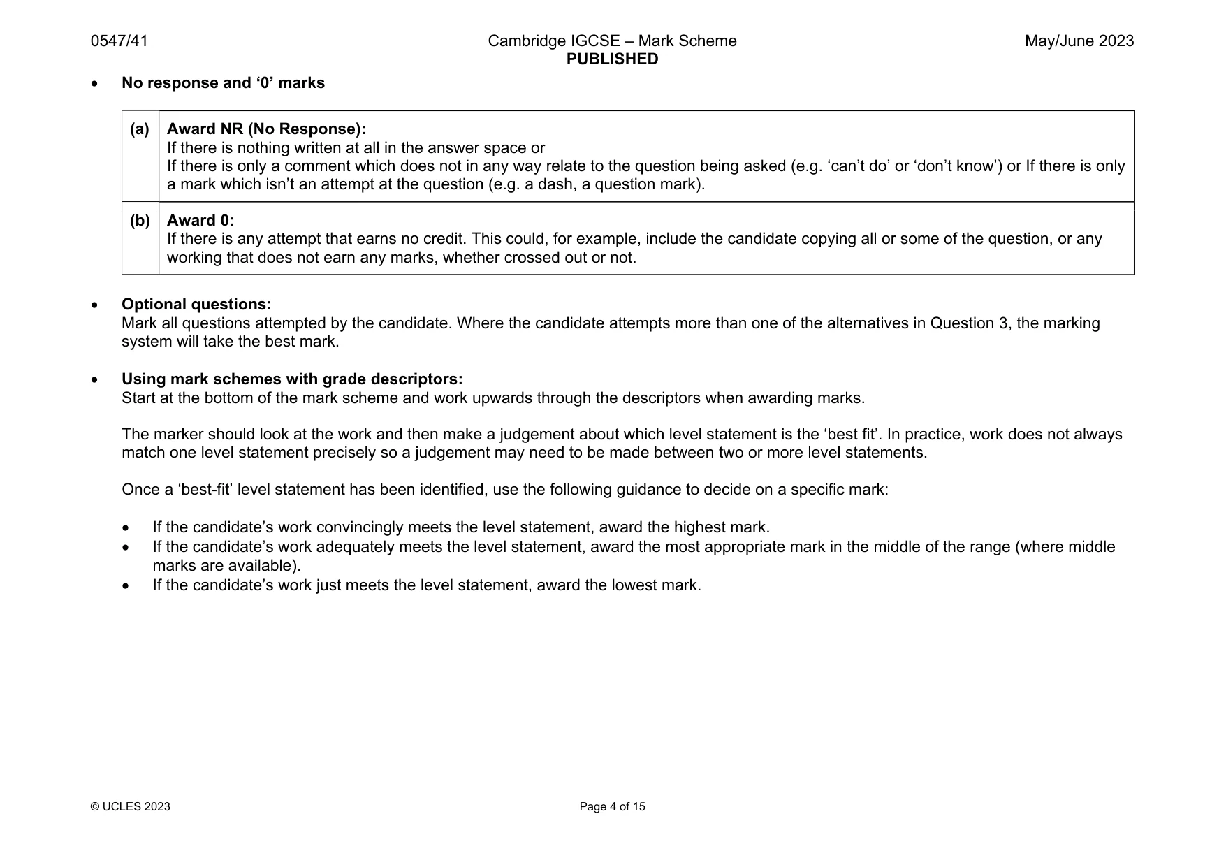 Mark scheme, page 4 of 15