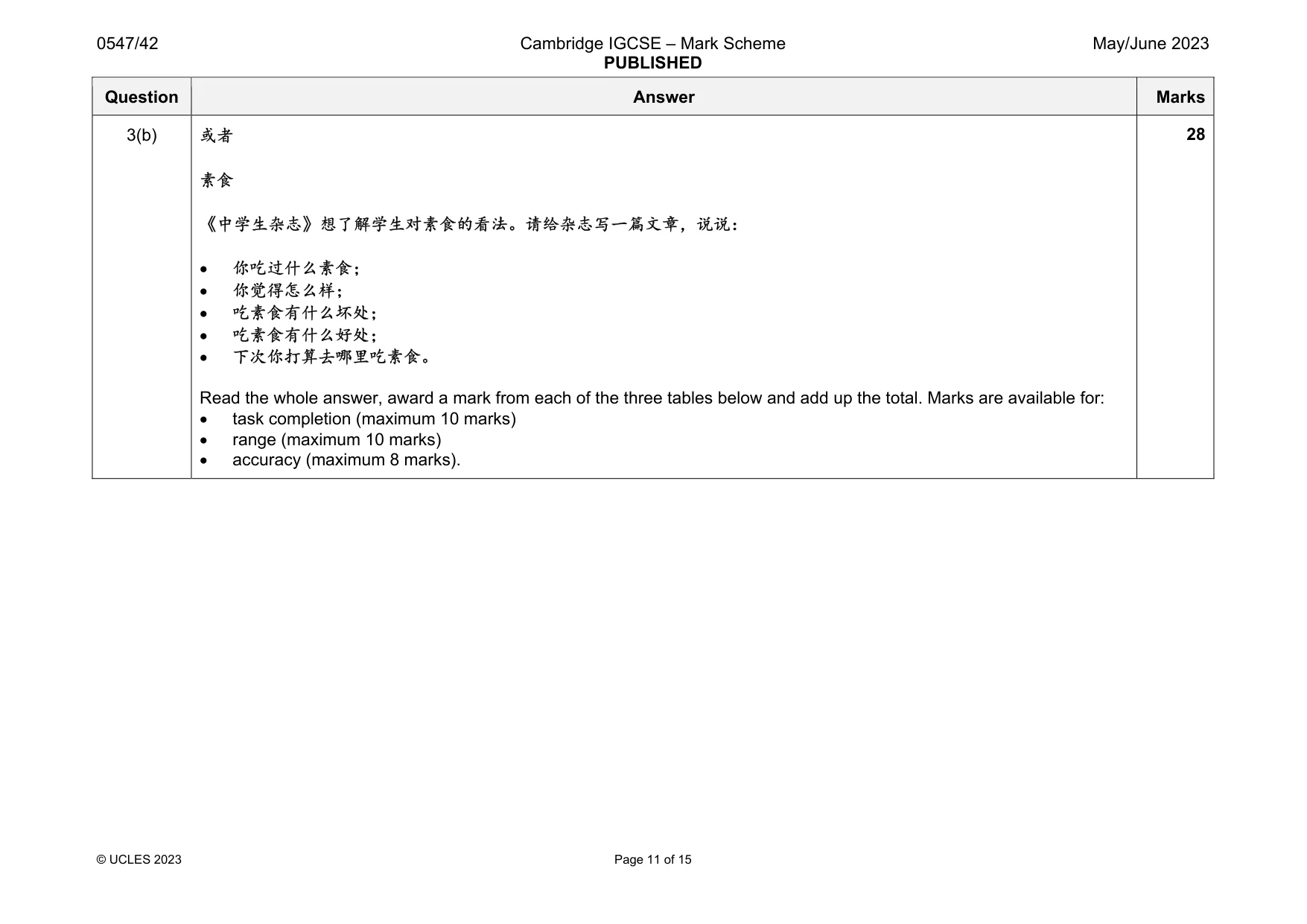 Mark scheme, page 11 of 15