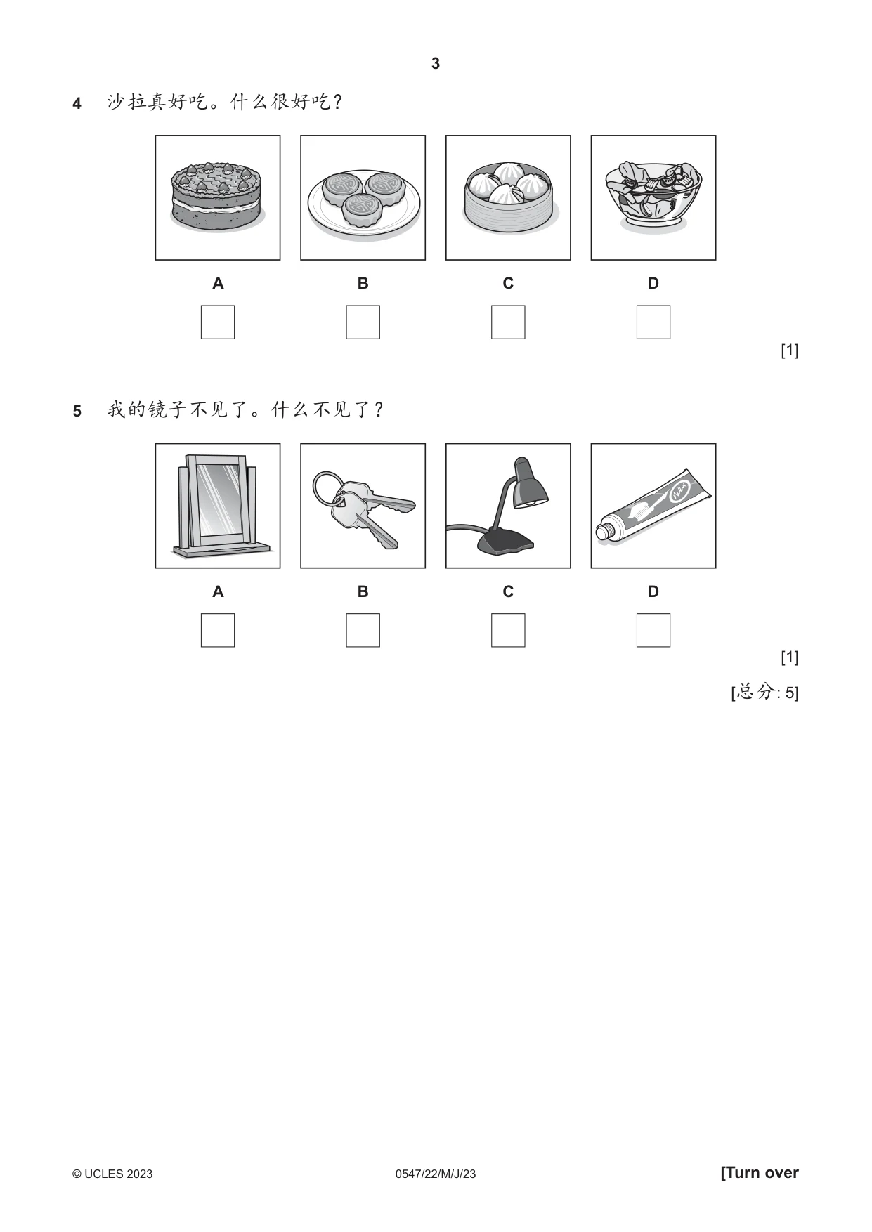 Cambridge IGCSE Chinese (Mandarin) - Foreign Language 0547 2023 May/June Paper 2 · Variant 2 question paper, page 3 of 12