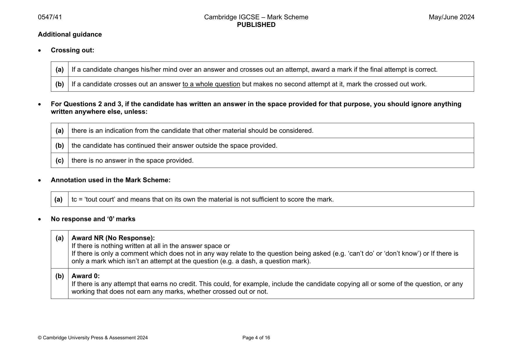 Mark scheme, page 4 of 16