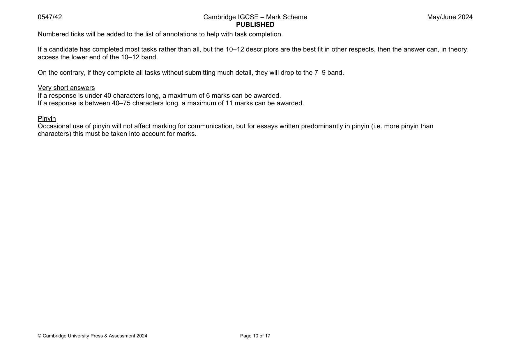 Mark scheme, page 10 of 17