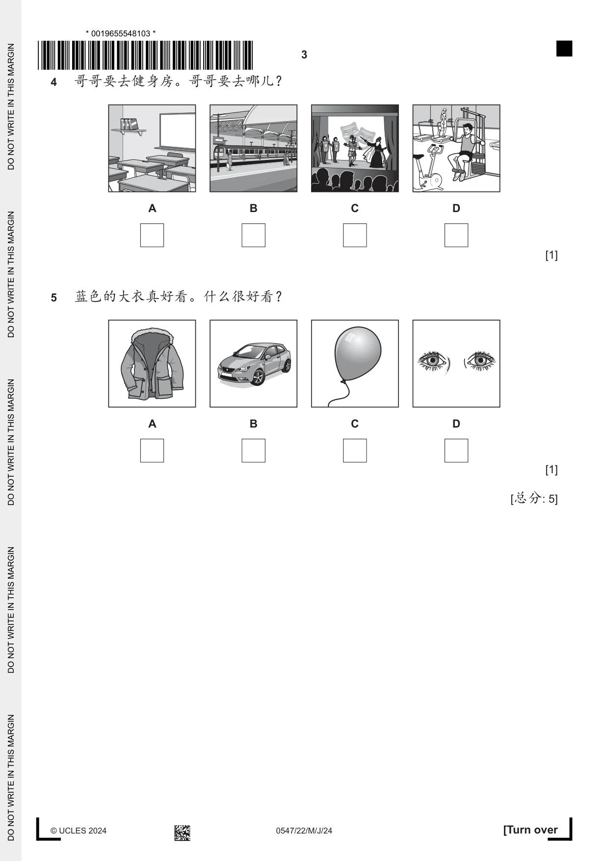 Cambridge IGCSE Chinese (Mandarin) - Foreign Language 0547 2024 May/June Paper 2 · Variant 2 question paper, page 3 of 12