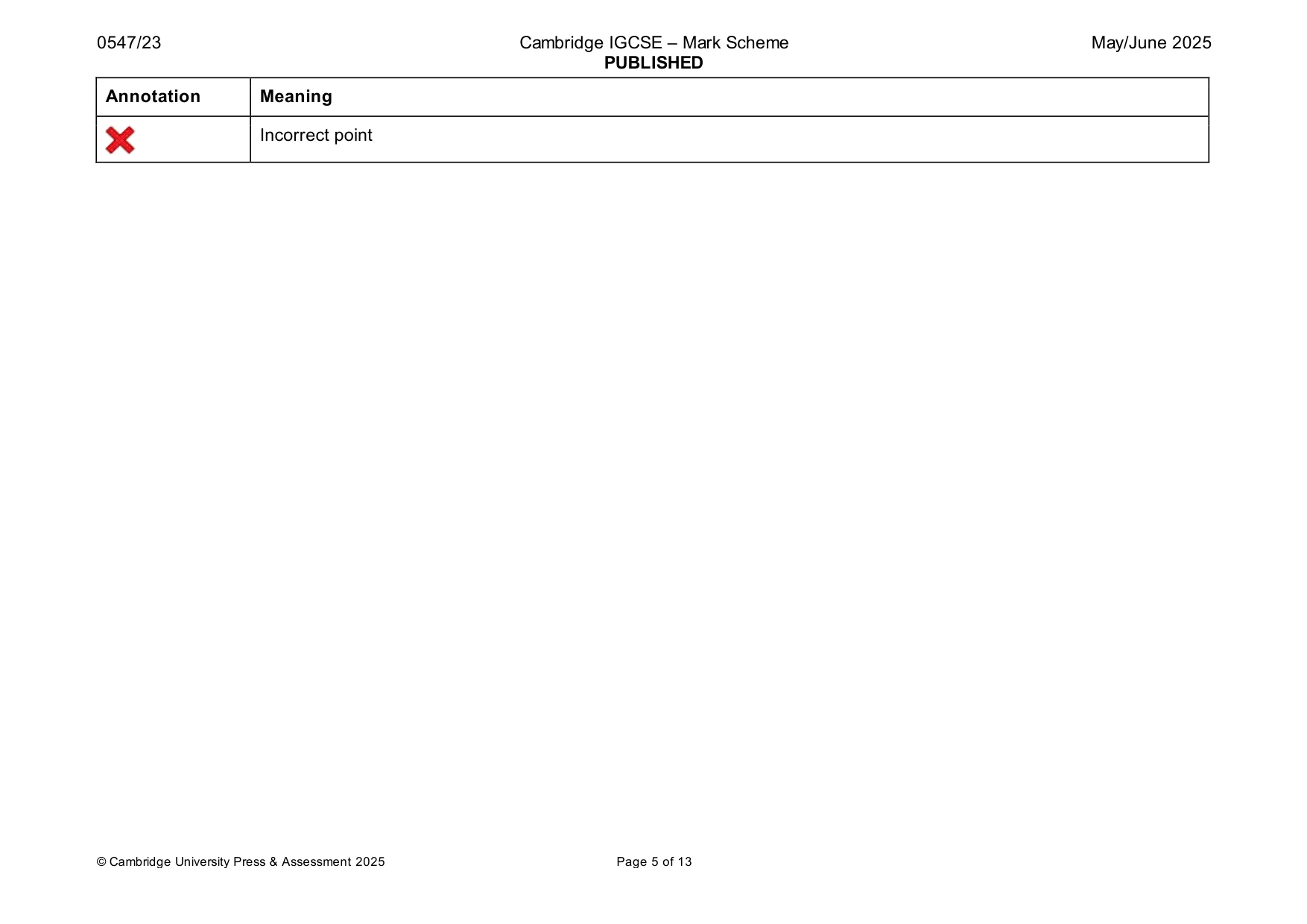 Mark scheme, page 5 of 13
